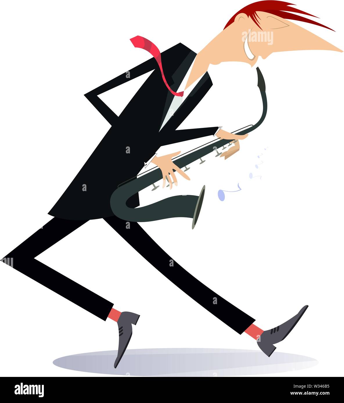 Illustration isolé du saxophoniste. Le saxophoniste joue de la musique avec inspiration isolated on white illustration Illustration de Vecteur