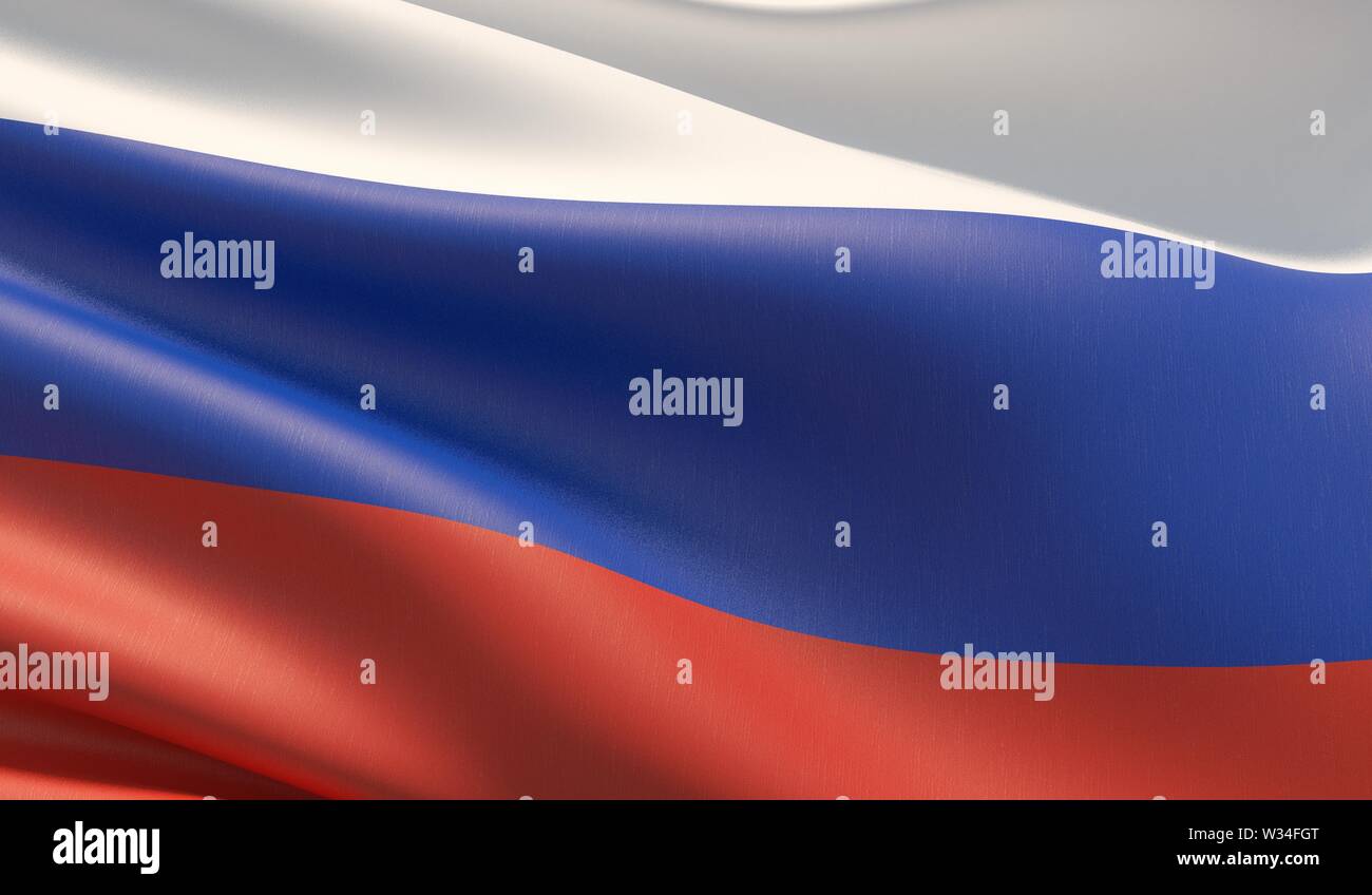 Close-up de haute résolution drapeau de la Russie. 3D illustration. Banque D'Images