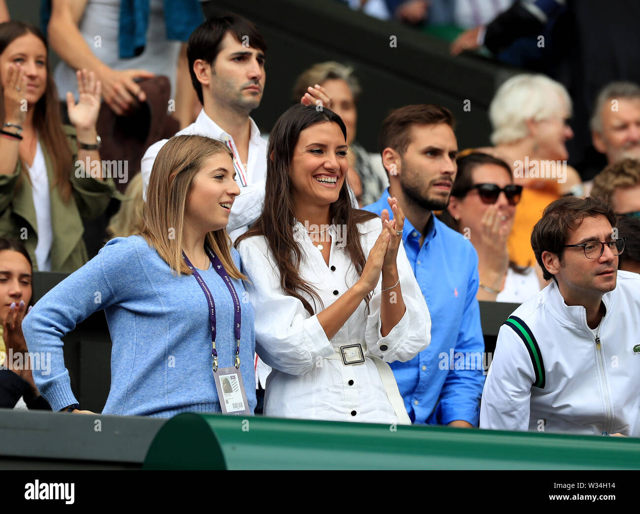 Bodi Ana Tortosa, fiancé de Roberto Bautista Agut au jour 11 de l'de Wimbledon à l'All England Lawn Tennis et croquet Club, Wimbledon. Banque D'Images