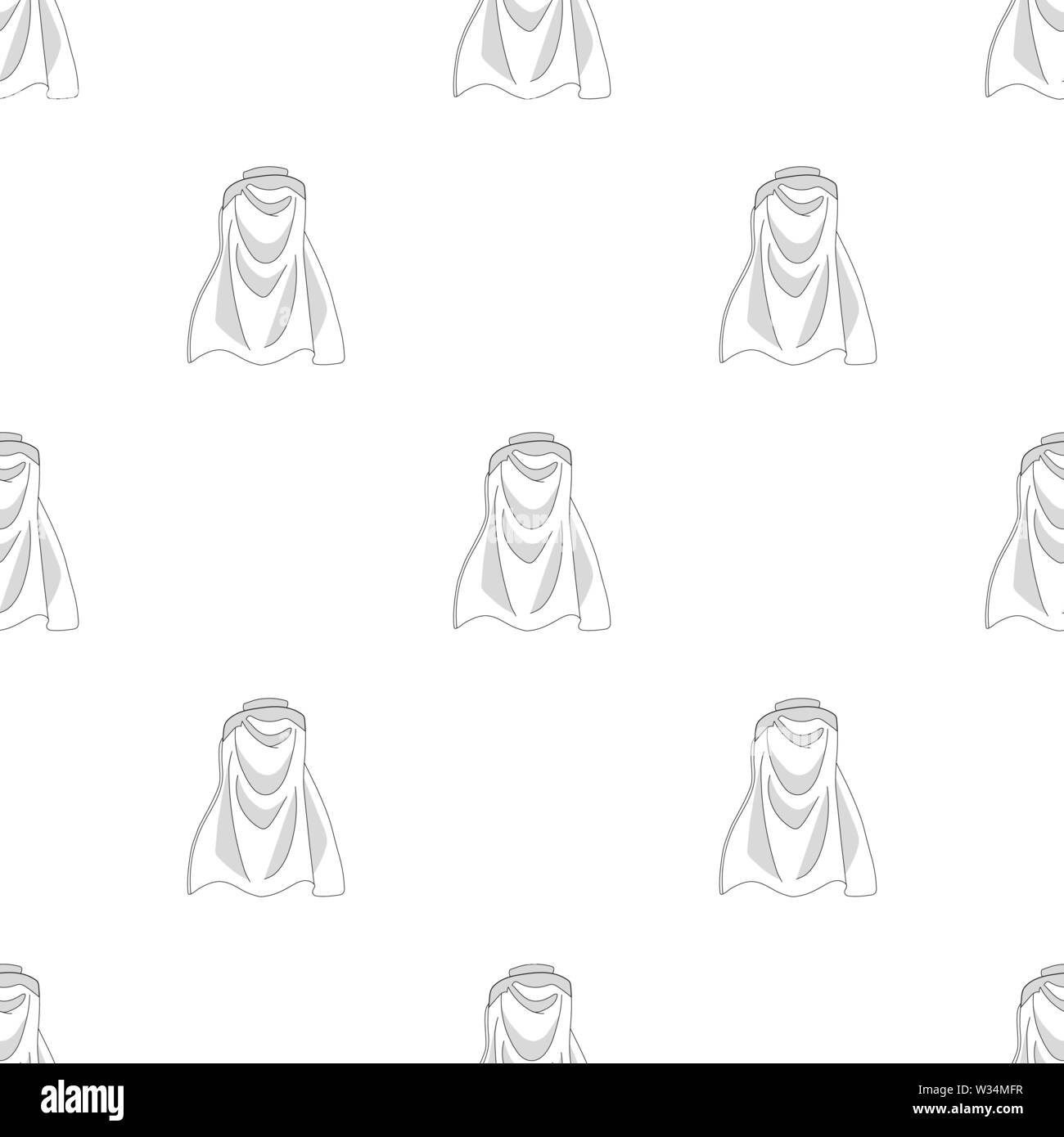 Modèle sans couture avec cartoon cape sur fond blanc. Cap Blanc. Vector illustration pour design, web, papier d'emballage, tissu, papier peint. Illustration de Vecteur