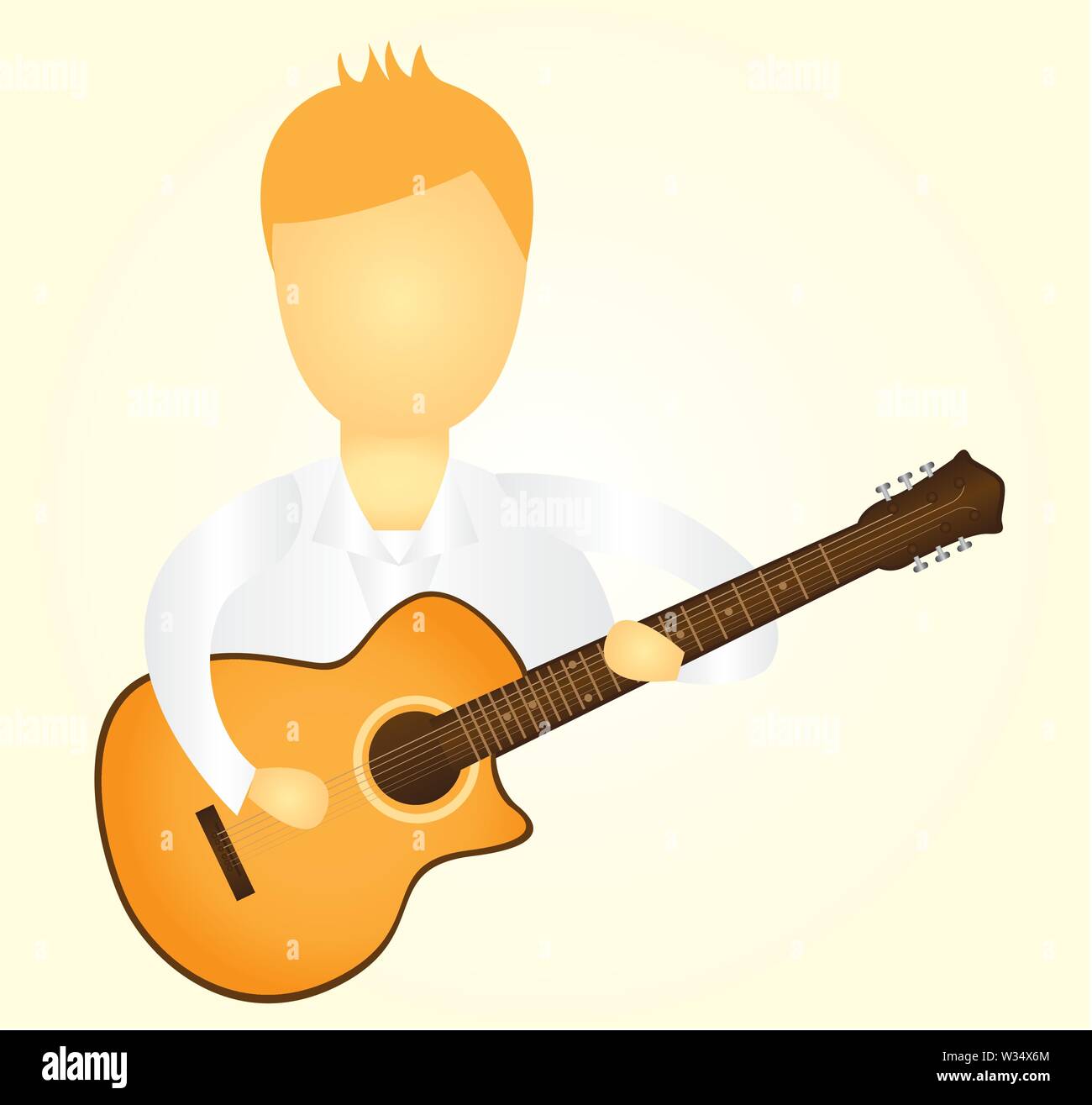 L'homme qui joue de la guitare sur fond jaune vector Illustration de Vecteur