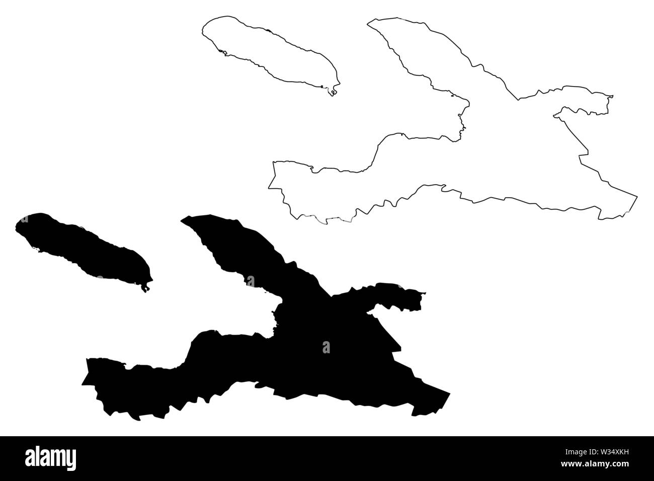 Département de l'Ouest (République d'Haïti, Hayti, Hispaniola, Départements d'Haïti) map vector illustration, croquis Gribouillage à l'Ouest la carte Illustration de Vecteur