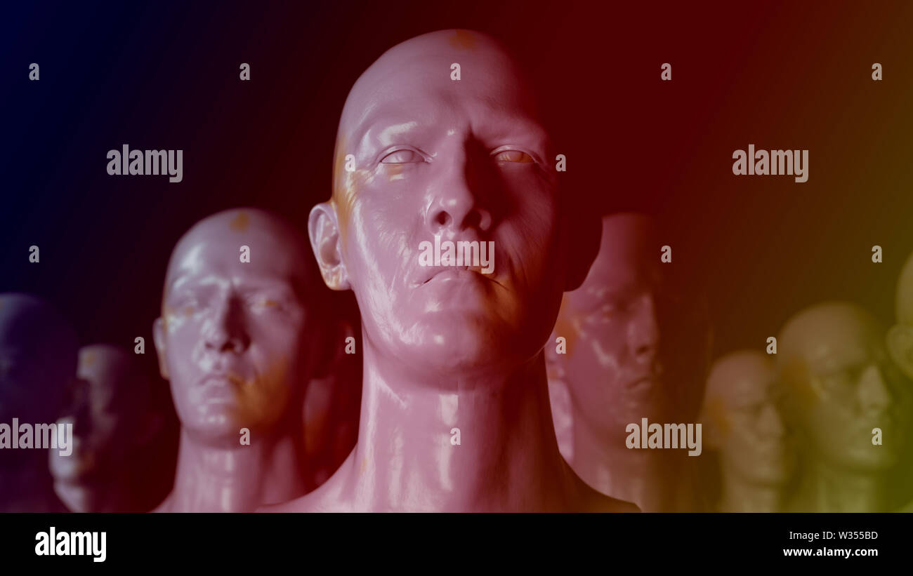 3D render. Silhouettes humanoïdes clonage Banque D'Images