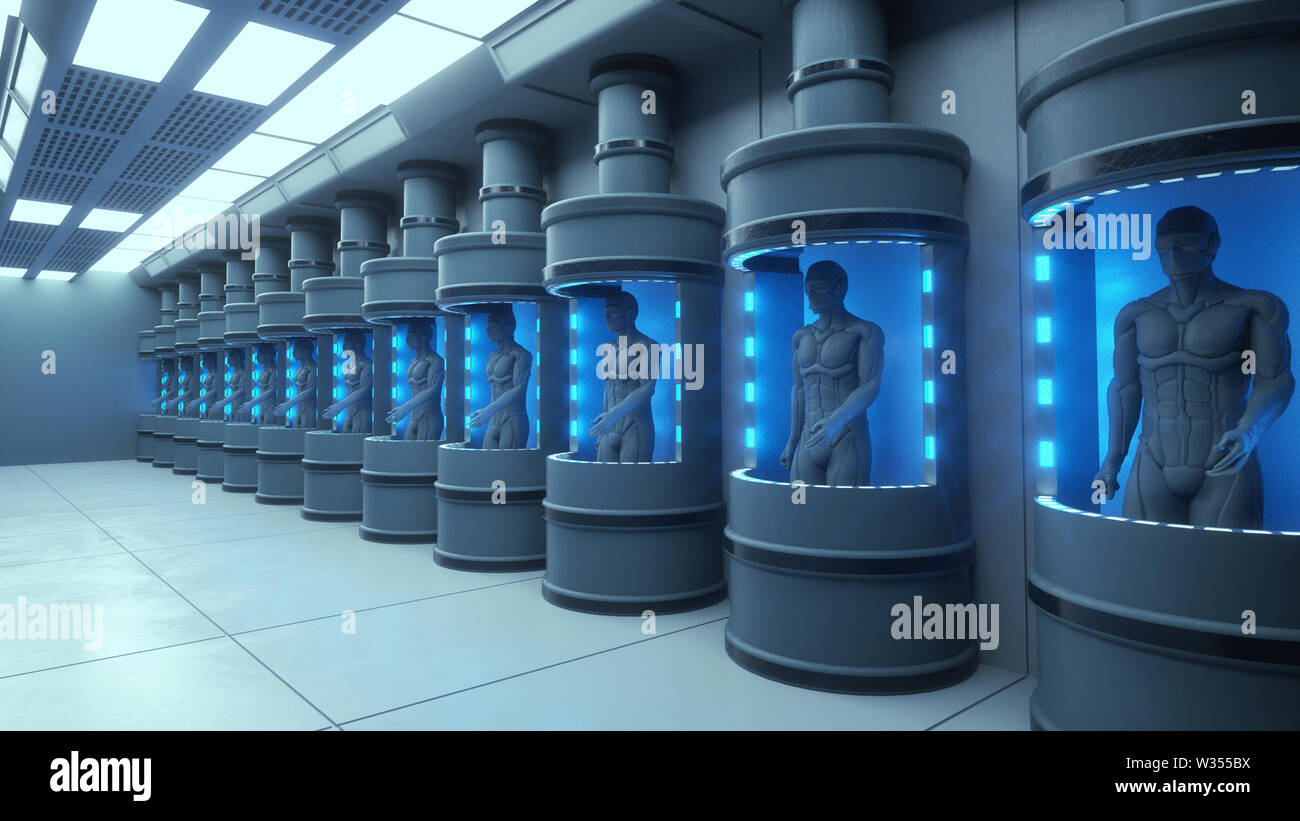 3D render. Silhouettes humanoïdes clonage Banque D'Images