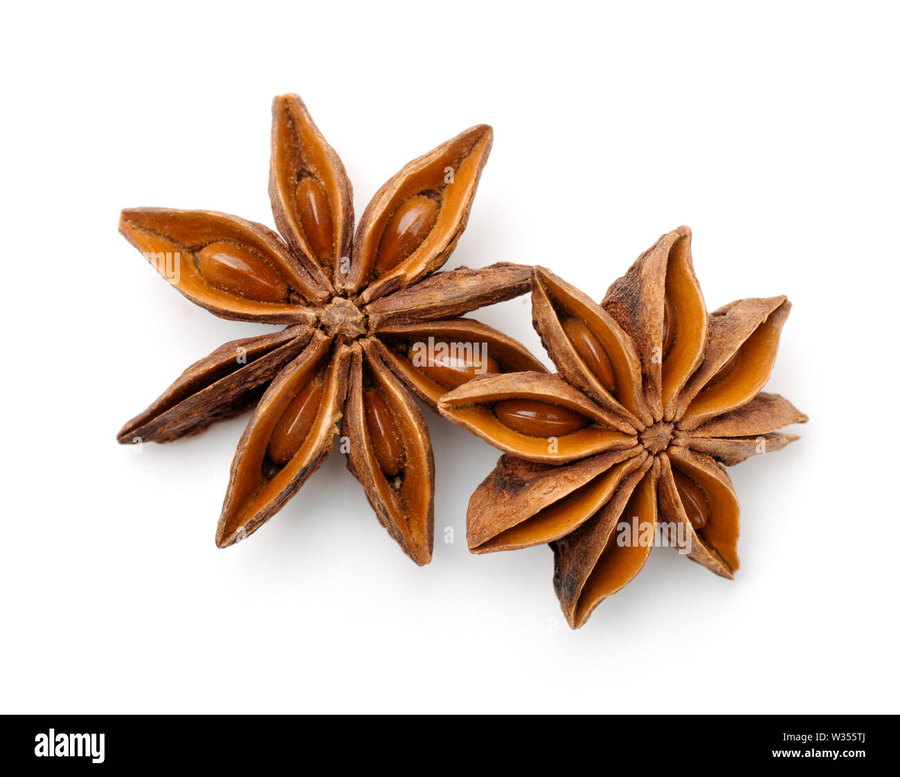Vue de dessus de la badiane fruits secs isolated on white Banque D'Images