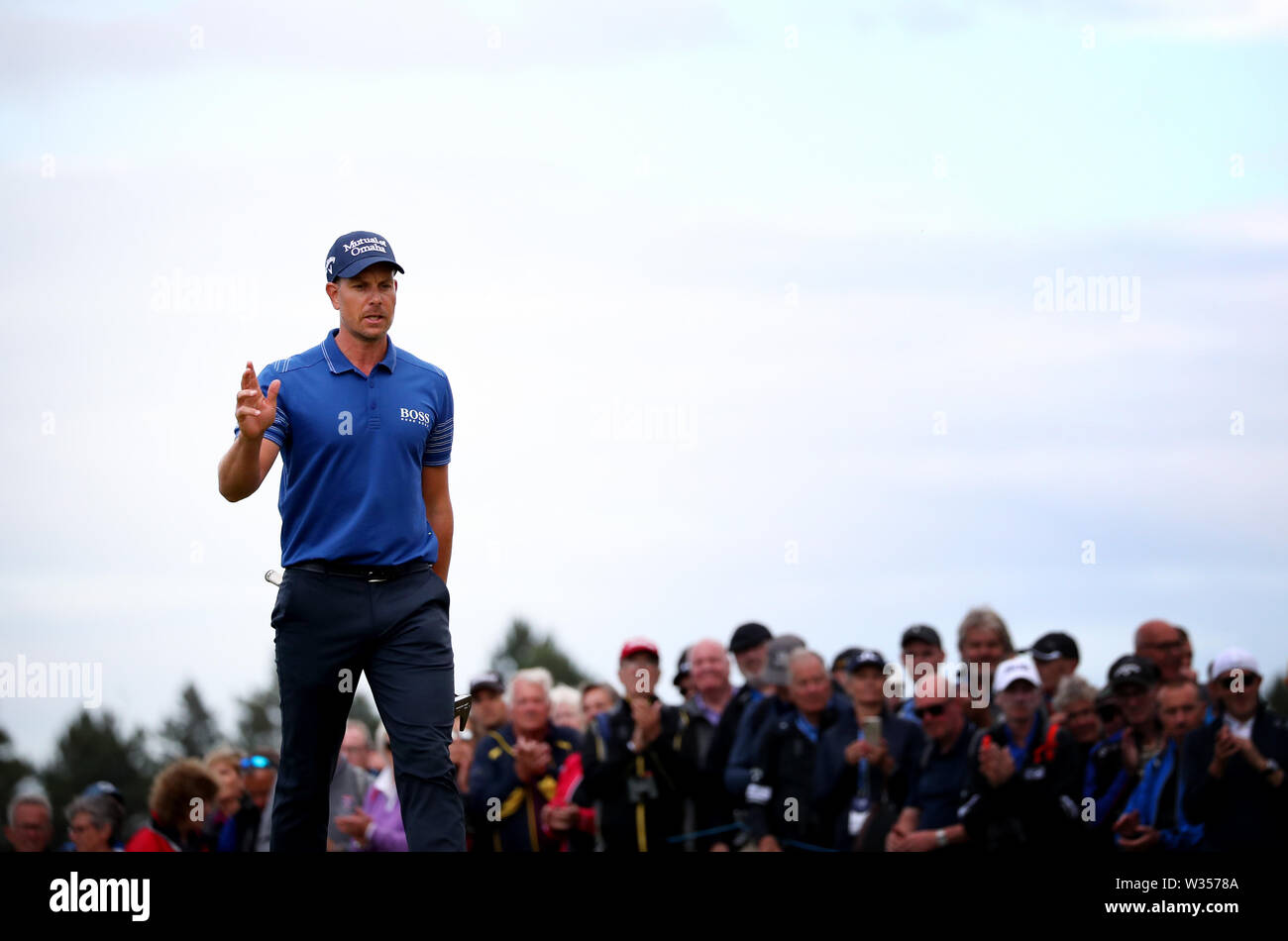 Le Suédois Henrik Stenson au 9ème verte pendant deux jours de la Aberdeen Investissements Standard Ouvert écossais du Renaissance Club, North Berwick. Banque D'Images