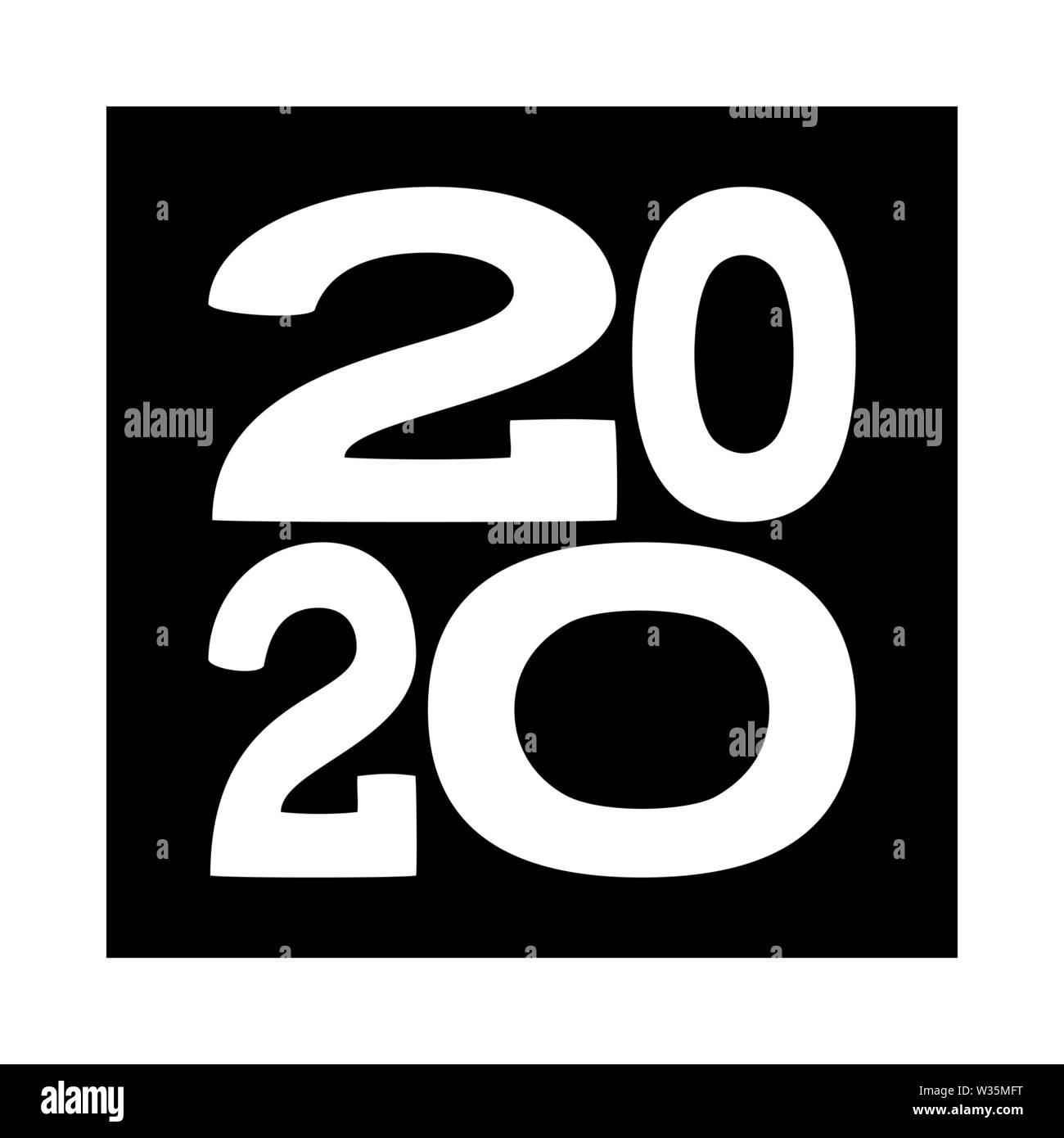 Noir blanc 2020 Nouvelle année divers caractères de largeur Illustration de Vecteur Noir blanc 2020 Nouvelle année divers caractères de largeur Illustration de Vecteur