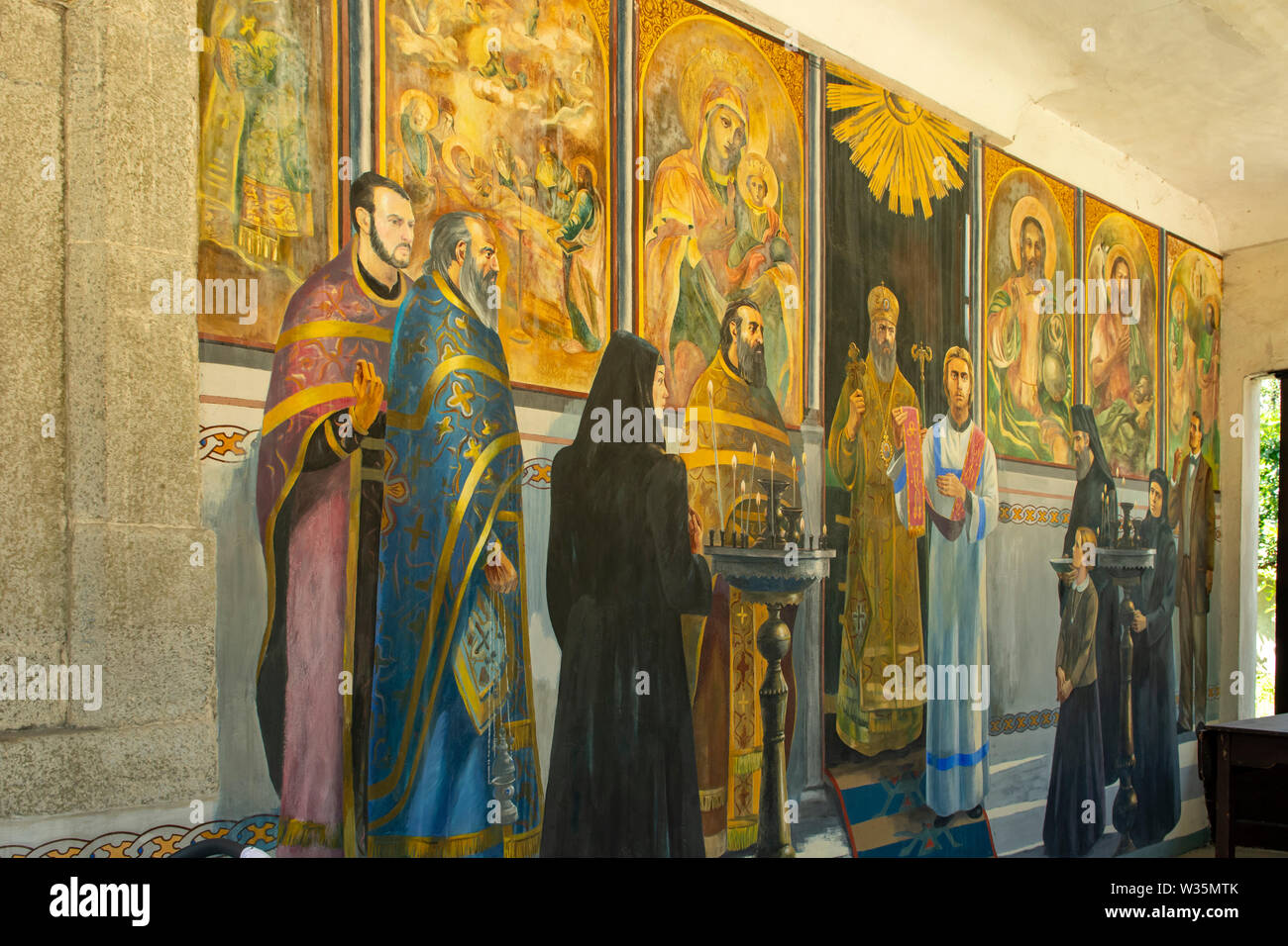 Photo murale sur l'Eglise Orthodoxe Orientale, Karlovo, Bulgarie Banque D'Images