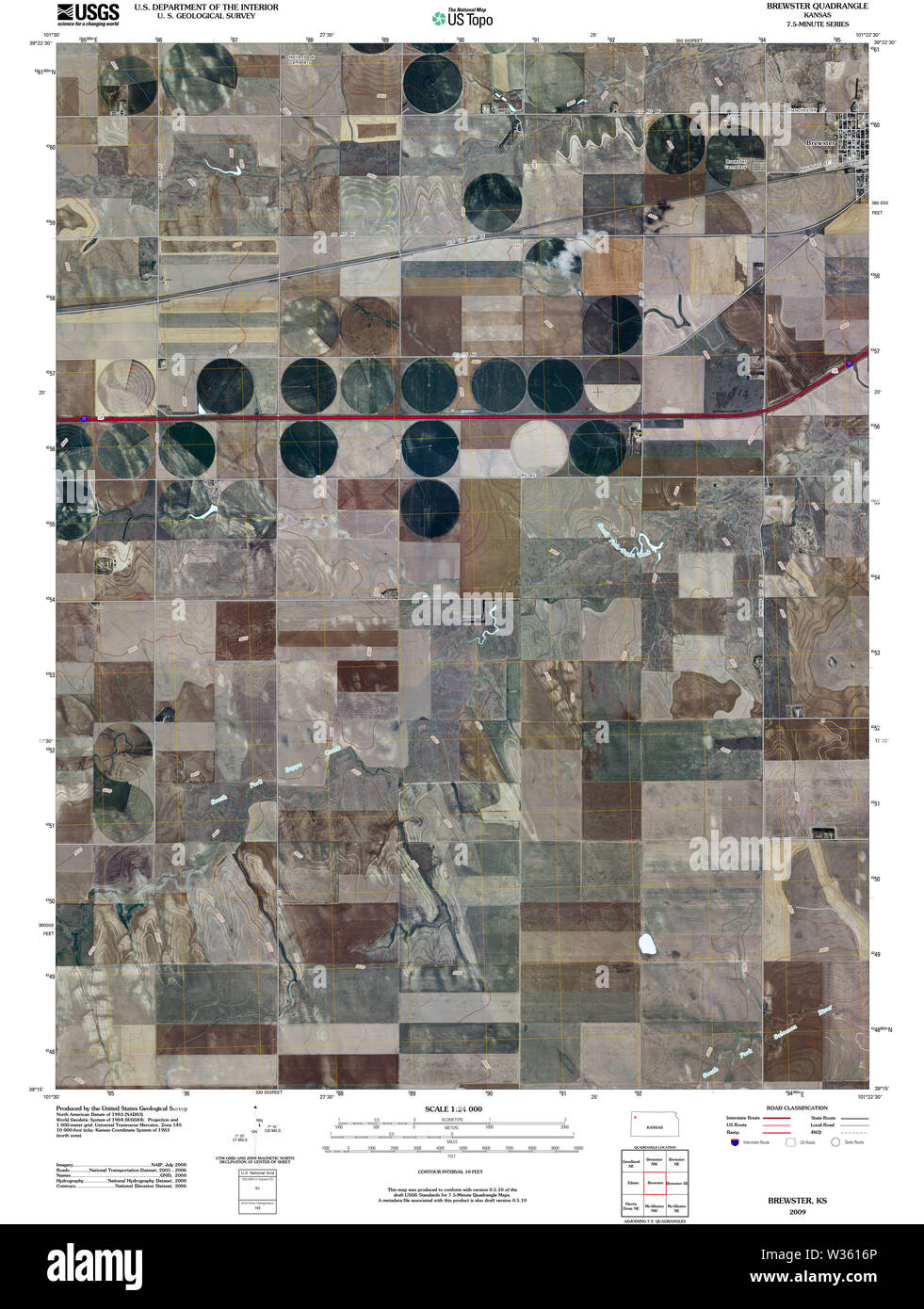 Carte TOPO USGS KANSAS KS Brewster 20091101 Restauration TM Banque D'Images Carte TOPO USGS KANSAS KS Brewster 20091101 Restauration TM Banque D'Images