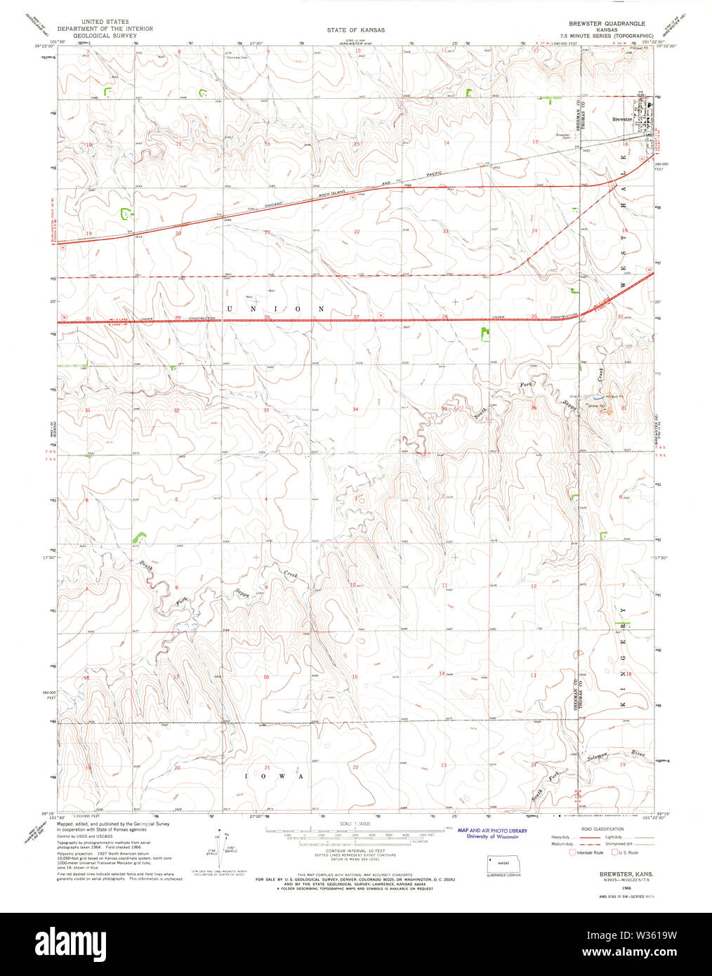 Carte TOPO USGS KANSAS KS Brewster 5109501966 Restauration 24000 Banque D'Images Carte TOPO USGS KANSAS KS Brewster 5109501966 Restauration 24000 Banque D'Images