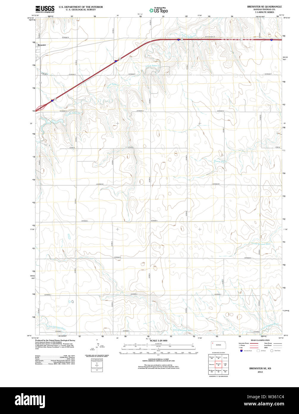 Carte TOPO USGS KANSAS KS Brewster SE 20120910 Restauration TM Banque D'Images Carte TOPO USGS KANSAS KS Brewster SE 20120910 Restauration TM Banque D'Images