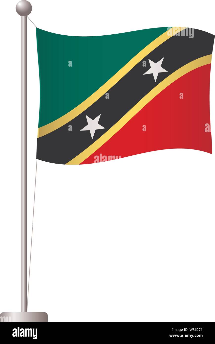 Saintchristophe et Niévès drapeau sur mât. Mât en métal. Drapeau — free download