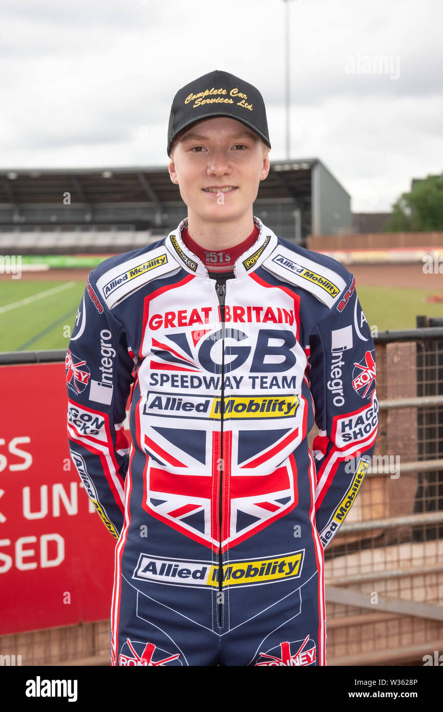 Manchester, UK. 12 juillet, 2019. MANCHESTER, UK 13 Juillet a attiré Kemp, de Grande-Bretagne au cours de la Équipe FIM Speedway U-21 Championnat du Monde de Speedway National Stadium, Manchester Le samedi 13 juillet 2019 (Crédit : Ian Charles | MI News) Credit : MI News & Sport /Alamy Live News Banque D'Images