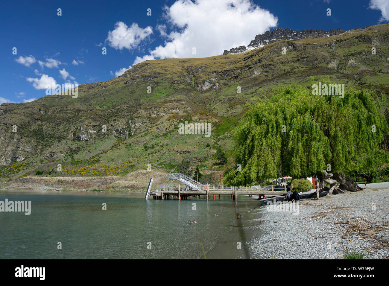 La gare de pointe Walters quai sur le lac Wakatipu, près de Queenstown, en Nouvelle Zélande. Une partie de la station en station. Banque D'Images