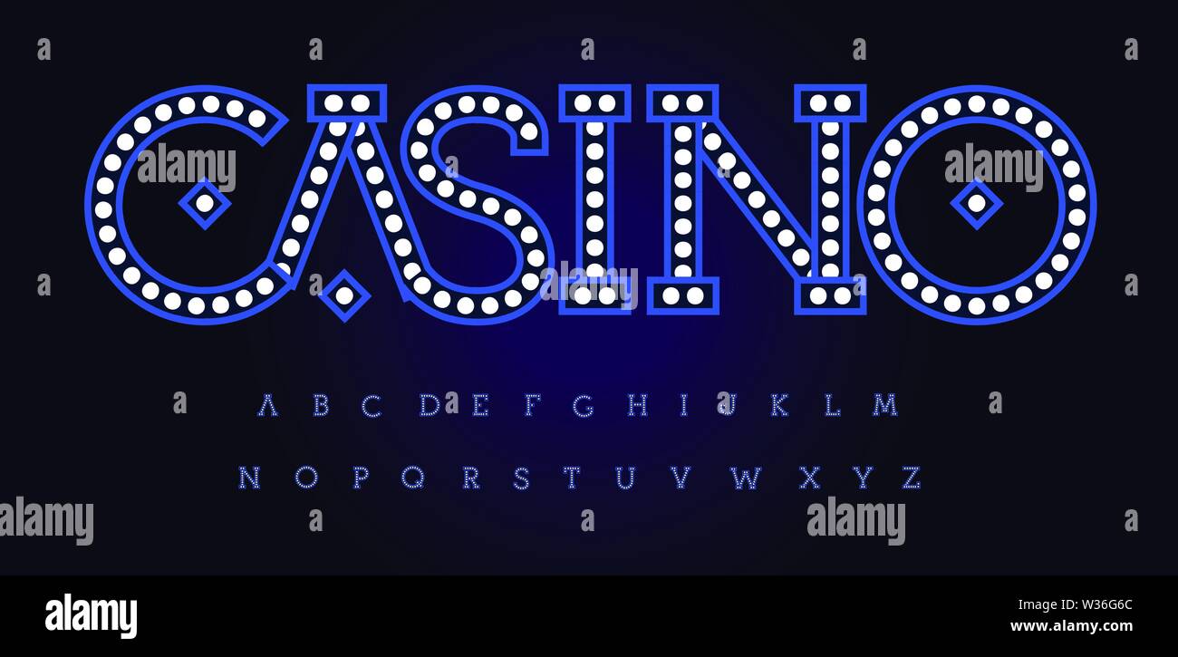 Des lettres, des lampes de style nuit vector alphabet latin. Police pour événements, club, casino promotions, logos, bannière, monogramme et poster. Typographie Illustration de Vecteur