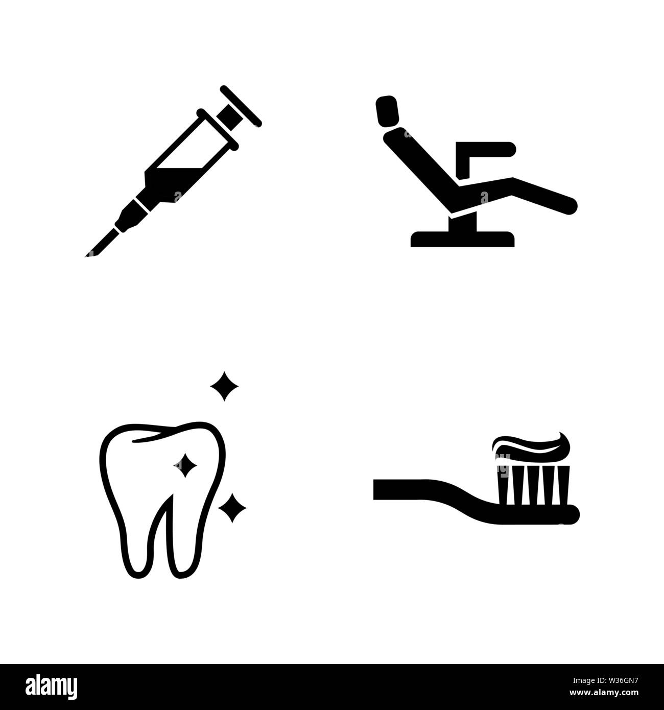 Dentiste. Les simples Vector Icons Set pour la vidéo, les applications mobiles, sites Web, projets d'impression et de votre conception. Illustration plat noir sur blanc Backgroun Illustration de Vecteur