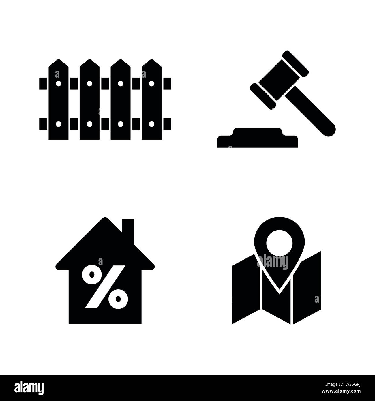 L'immobilier. Les simples Vector Icons Set pour la vidéo, les applications mobiles, sites Web, projets d'impression et de votre conception. Real Estate icon noir Télévision Illustrati Illustration de Vecteur