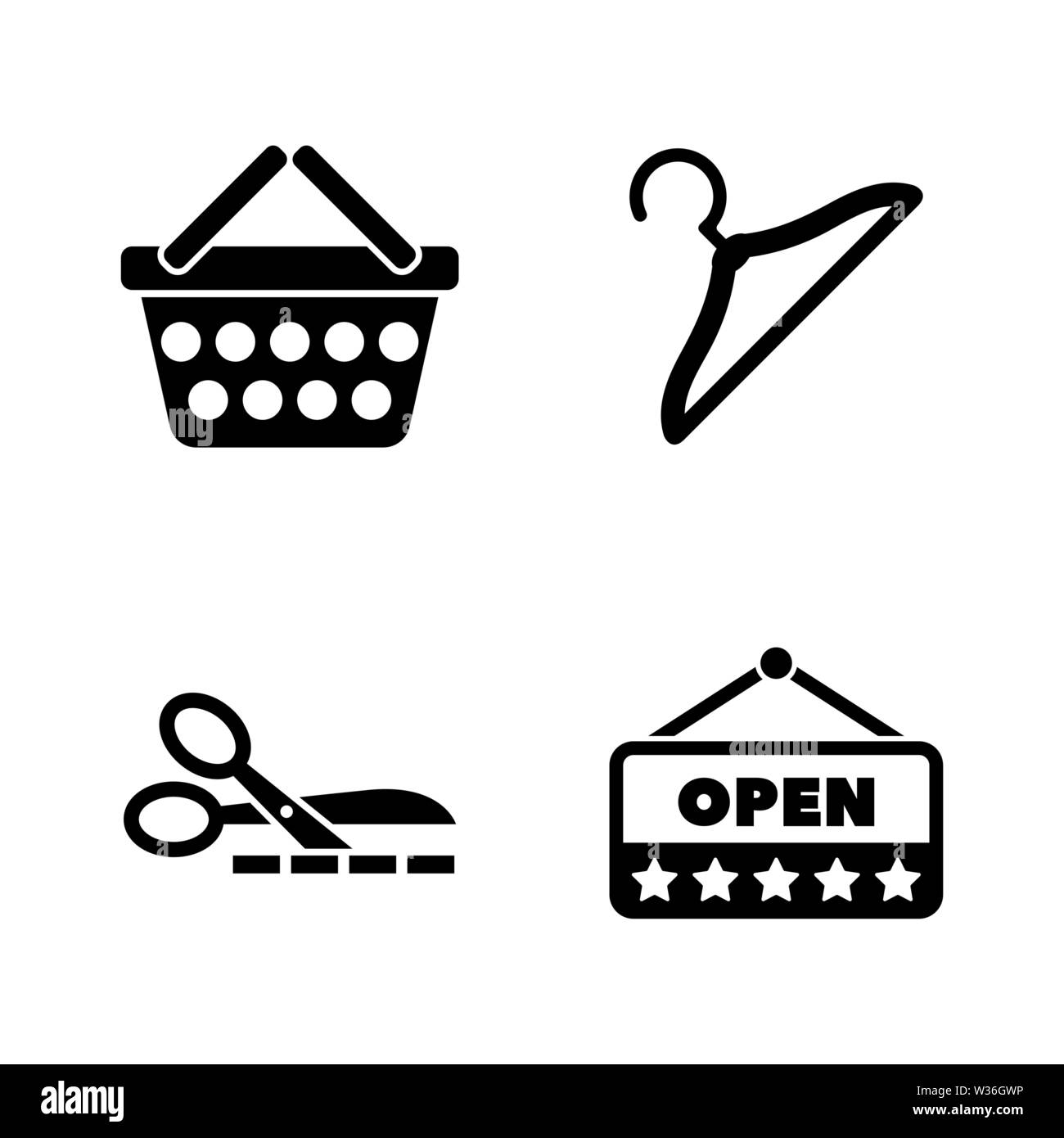 Shopping, magasin. Les simples Vector Icons Set pour la vidéo, les applications mobiles, sites Web, projets d'impression et de votre conception. Shopping, magasin icon noir Télévision Il Illustration de Vecteur
