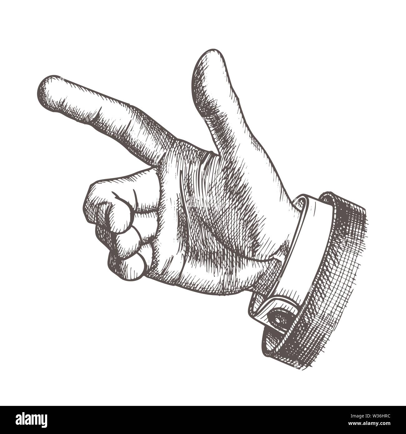 Geste main font mâle Index Vintage Vector Illustration de Vecteur