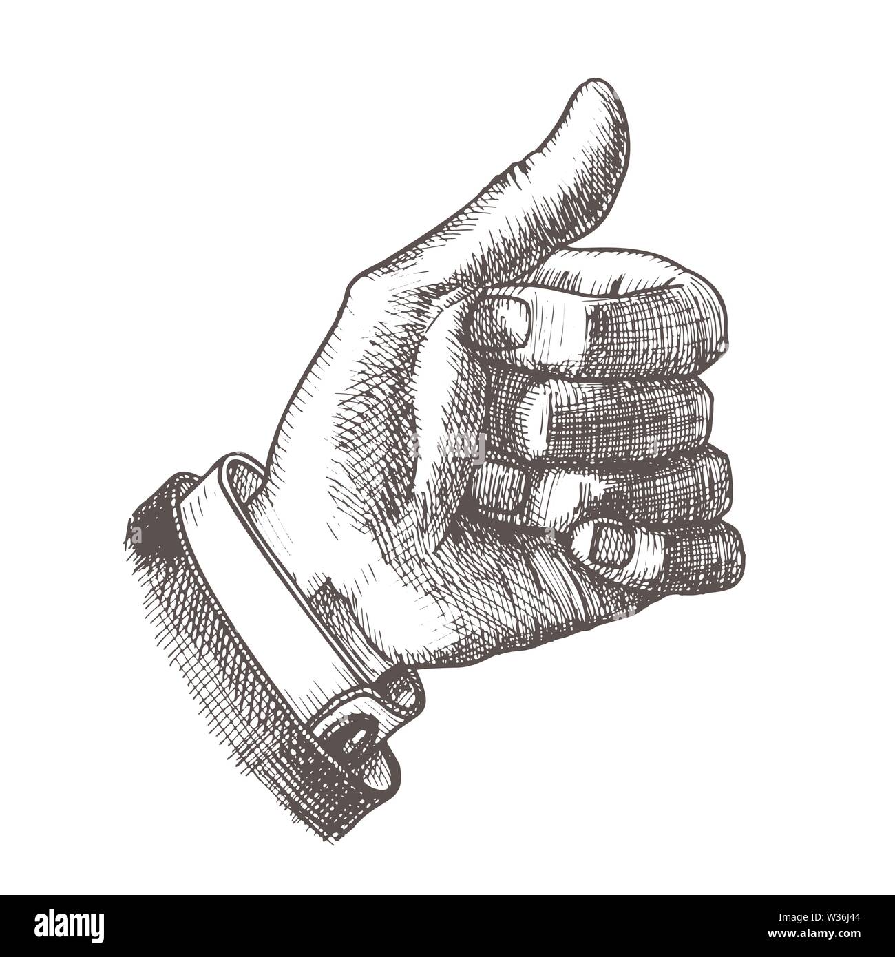 Par contre faire du pouce mâle geste du doigt de l'encre Vector Illustration de Vecteur