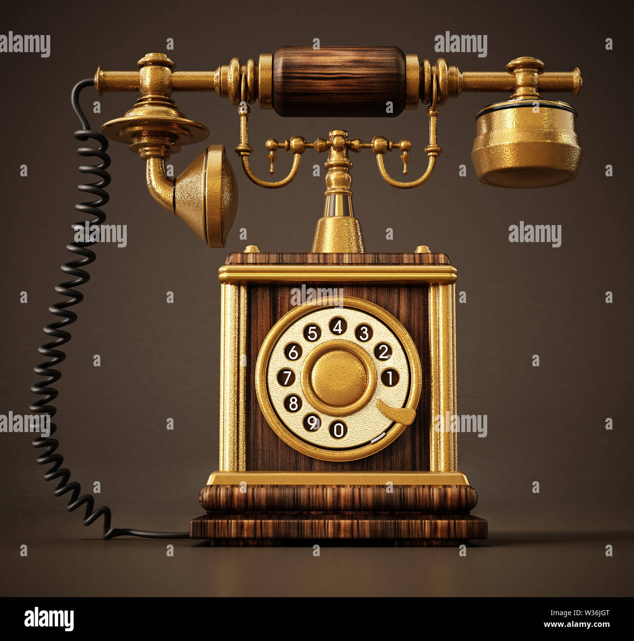 Un ligne téléphonique directe sur un fond sombre. 3D illustration. Banque D'Images