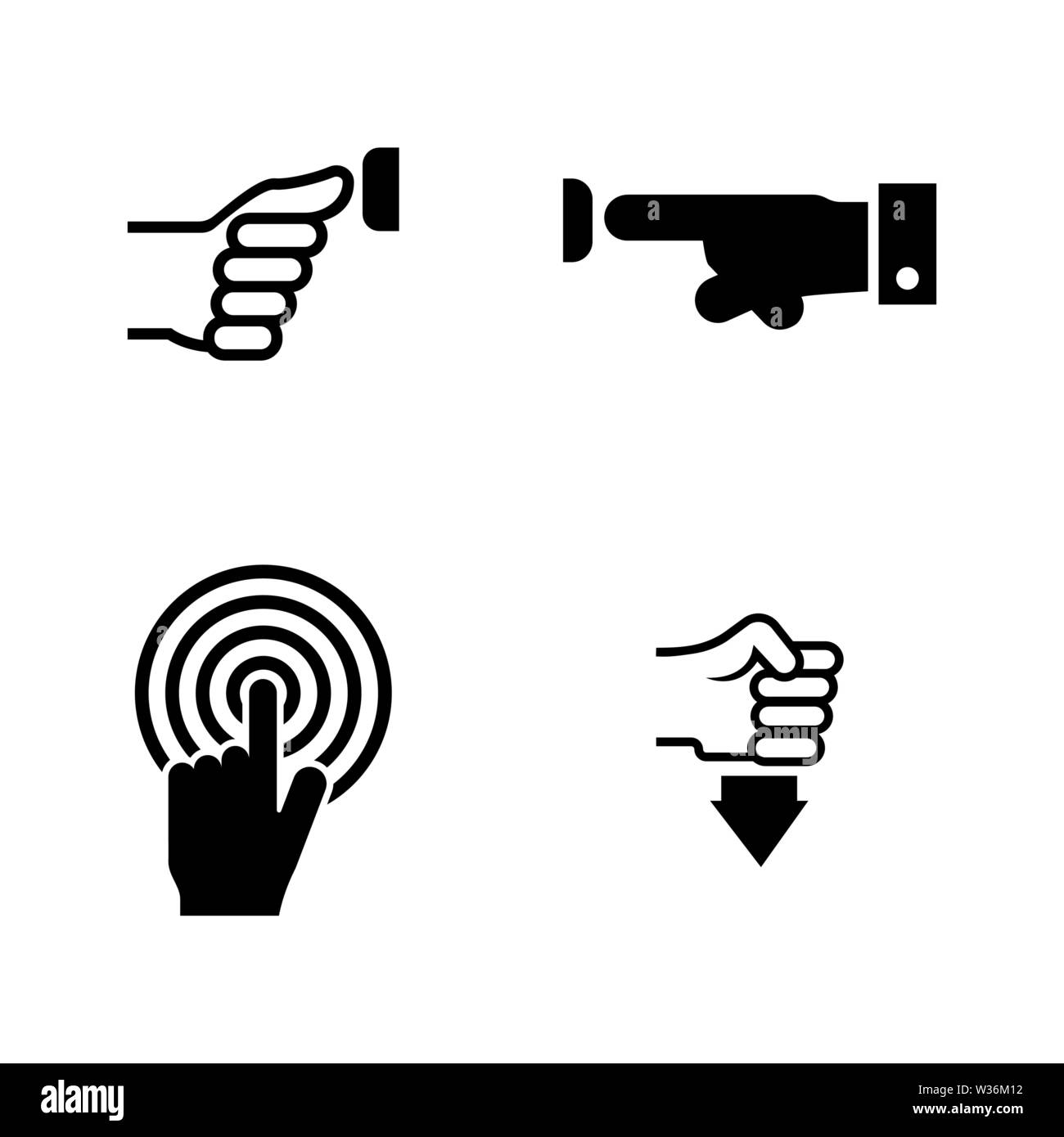 Les boutons et la main. Les simples Vector Icons Set pour la vidéo, les applications mobiles, sites Web, projets d'impression et de votre conception. Illustration plat noir sur blanc Illustration de Vecteur
