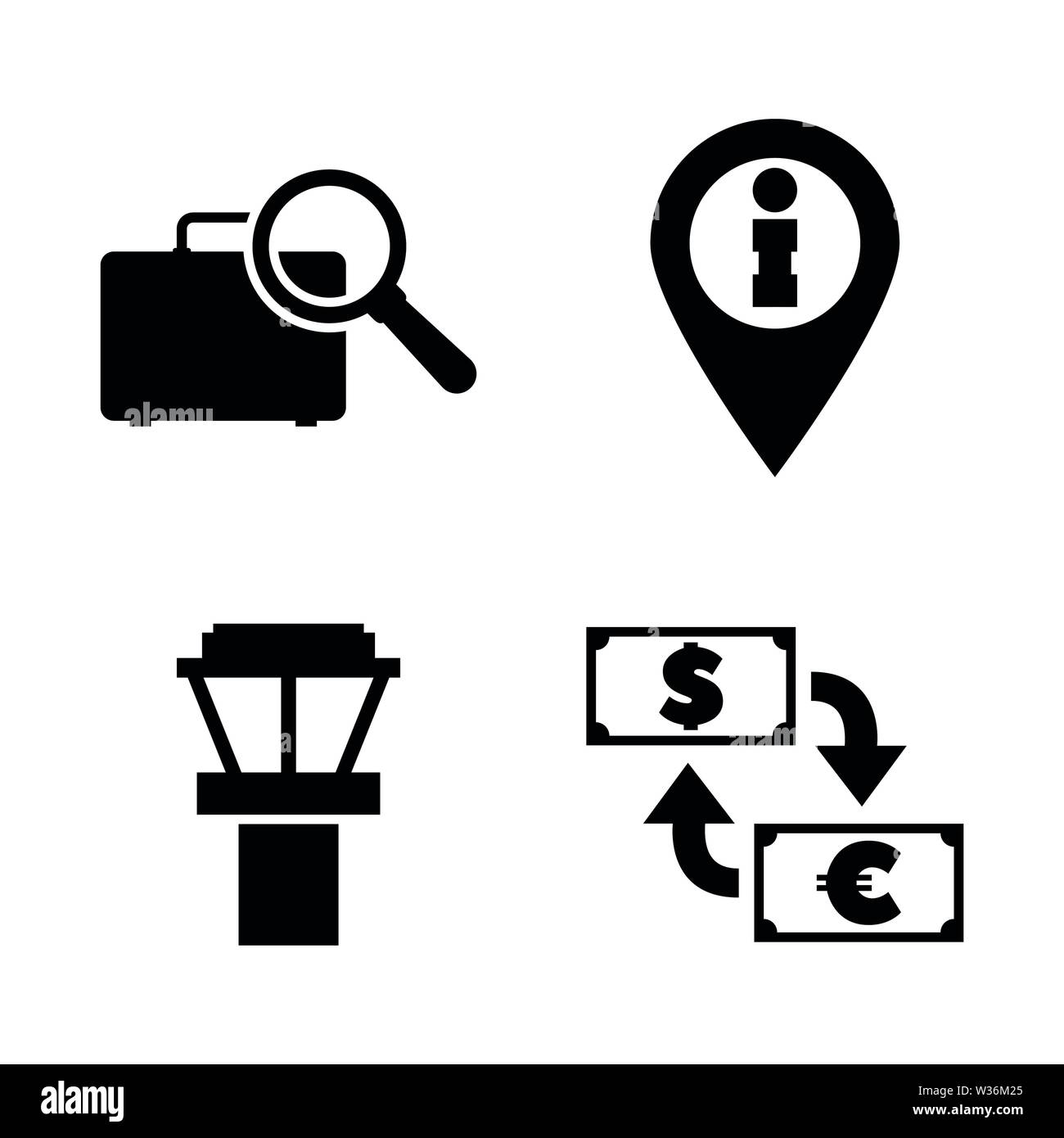 Les Services d'aéroport. Les simples Vector Icons Set pour la vidéo, les applications mobiles, sites Web, projets d'impression et de votre conception. Les Services d'aéroport icon noir Télévision Illustration de Vecteur