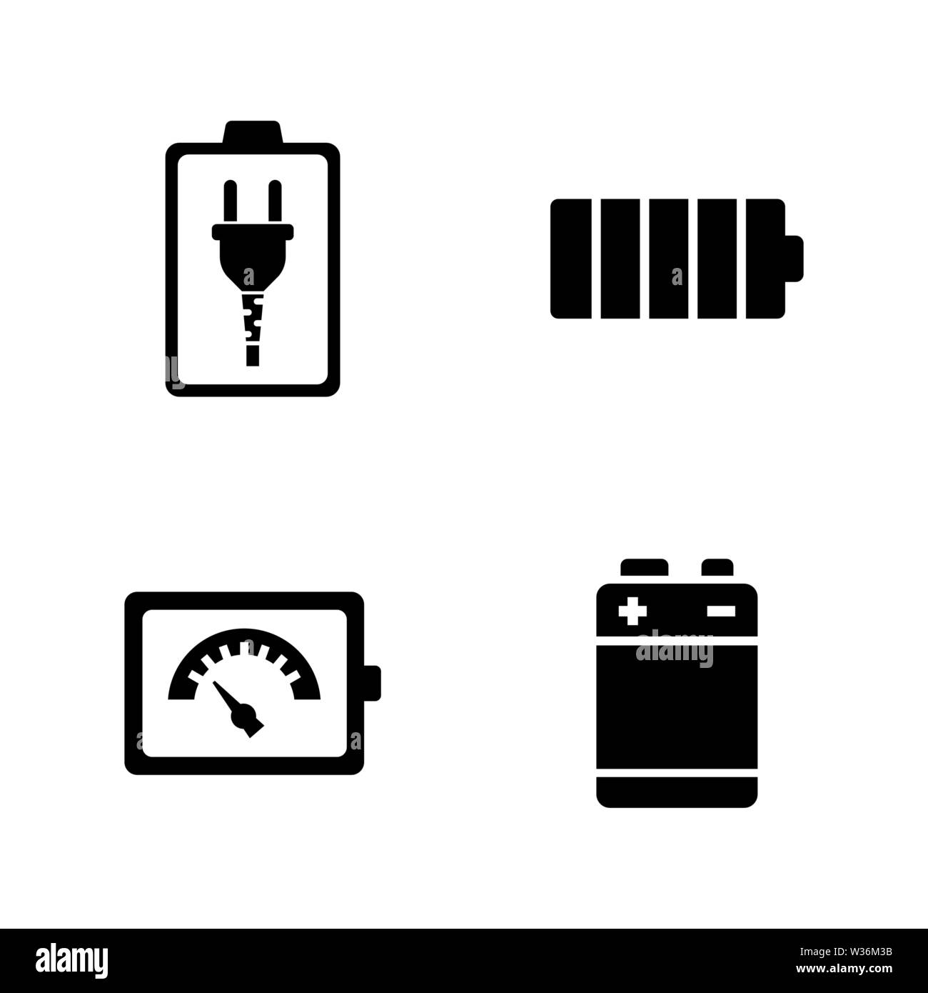 La batterie. Les simples Vector Icons Set pour la vidéo, les applications mobiles, sites Web, projets d'impression et de votre conception. Illustration plat noir sur blanc Backgroun Illustration de Vecteur