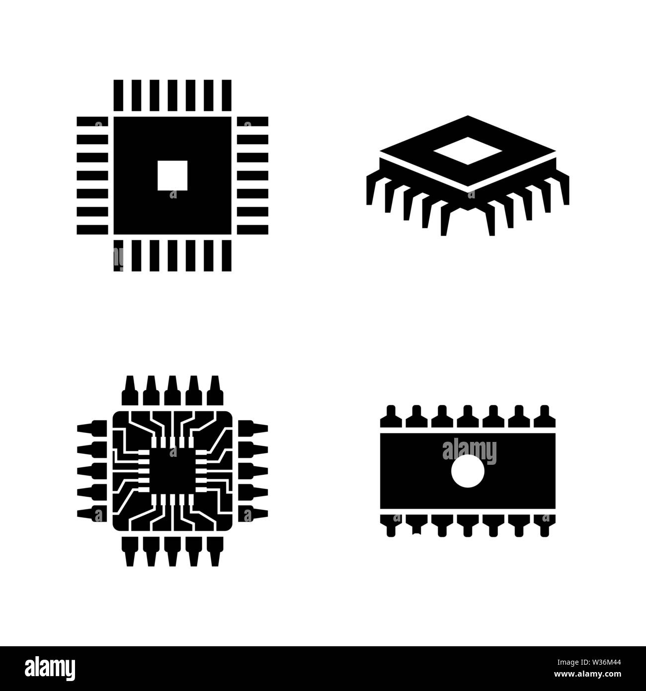 Les puces d'ordinateurs, circuit électronique. Les simples Vector Icons Set pour la vidéo, les applications mobiles, sites Web, projets d'impression et de votre conception. Les puces d'ordinateur Illustration de Vecteur