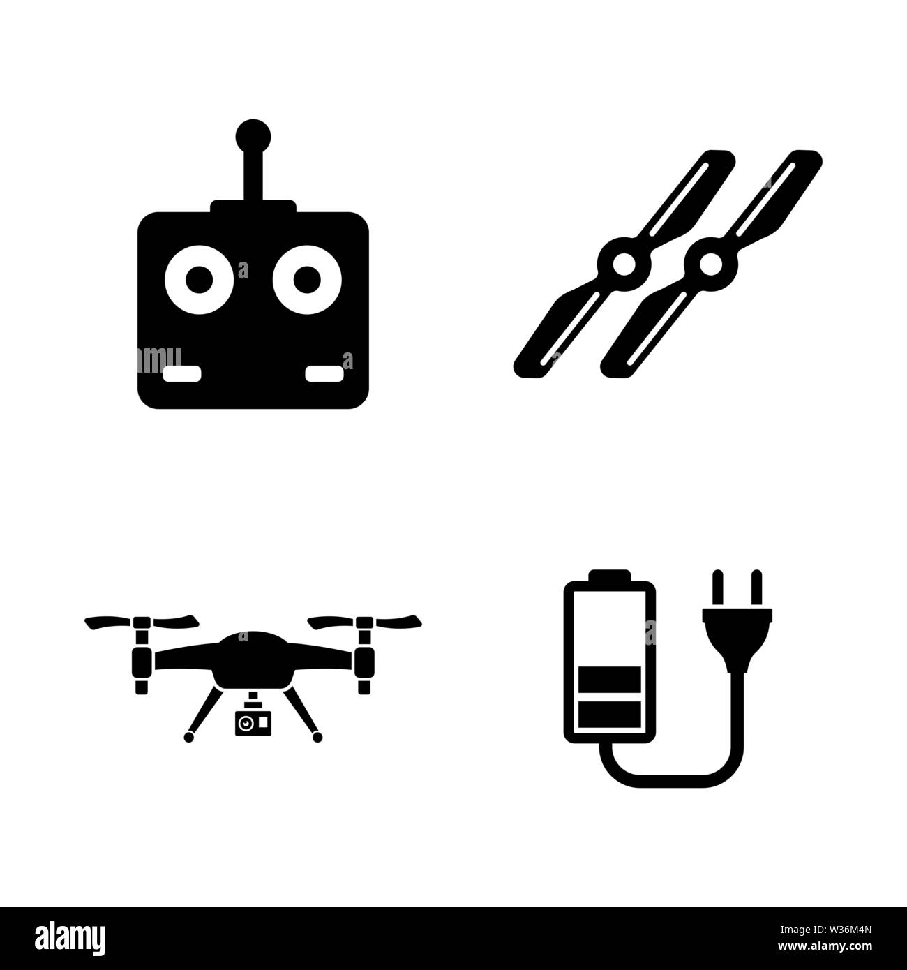 Drone, Air Quadrocopter. Les simples Vector Icons Set pour la vidéo, les applications mobiles, sites Web, projets d'impression et de votre conception. Drone, Air Quadrocopter ic Illustration de Vecteur