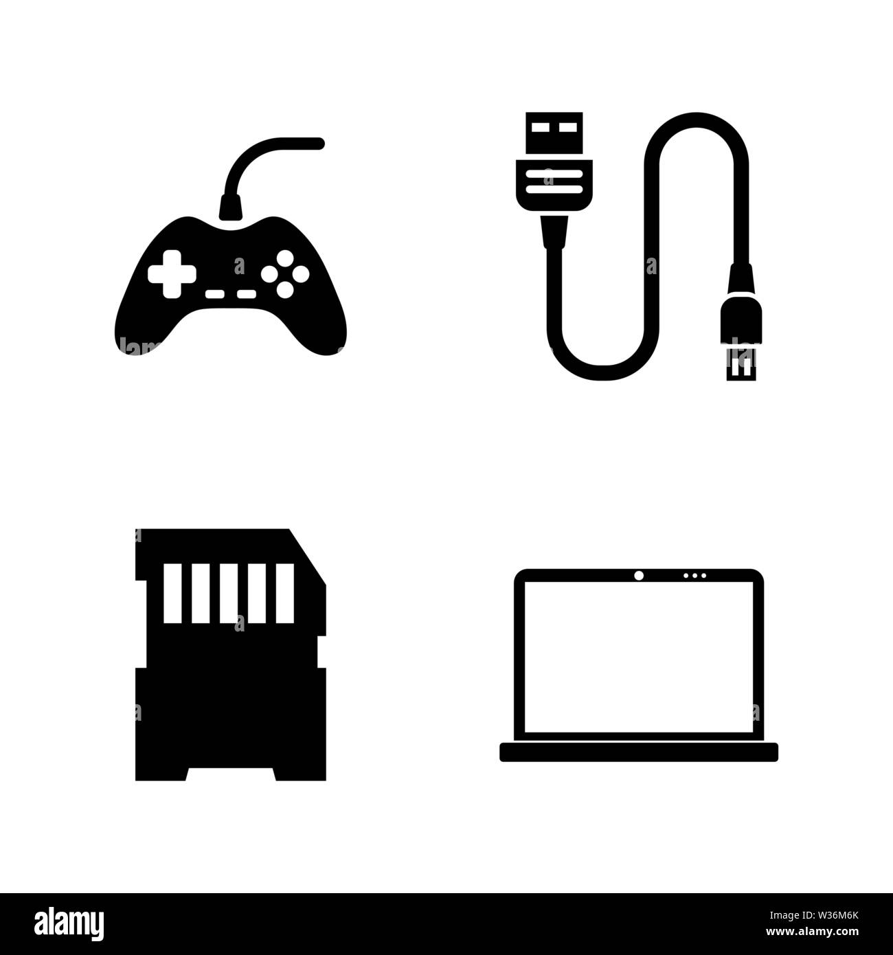 Matériel Ordinateur Pièces. Les simples Vector Icons Set pour la vidéo, les applications mobiles, sites Web, projets d'impression et de votre conception. Les pièces d'ordinateur matériel ic Illustration de Vecteur