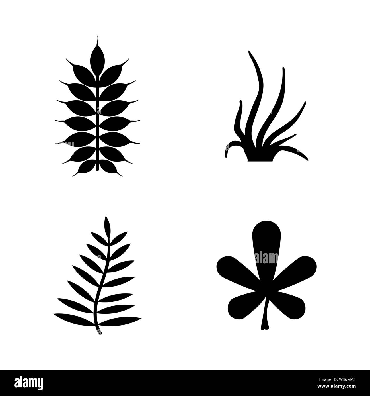 Les plantes, Leafs, Flora. Les simples Vector Icons Set pour la vidéo, les applications mobiles, sites Web, projets d'impression et de votre conception. Les plantes, Leafs, icône de la flore Bla Illustration de Vecteur