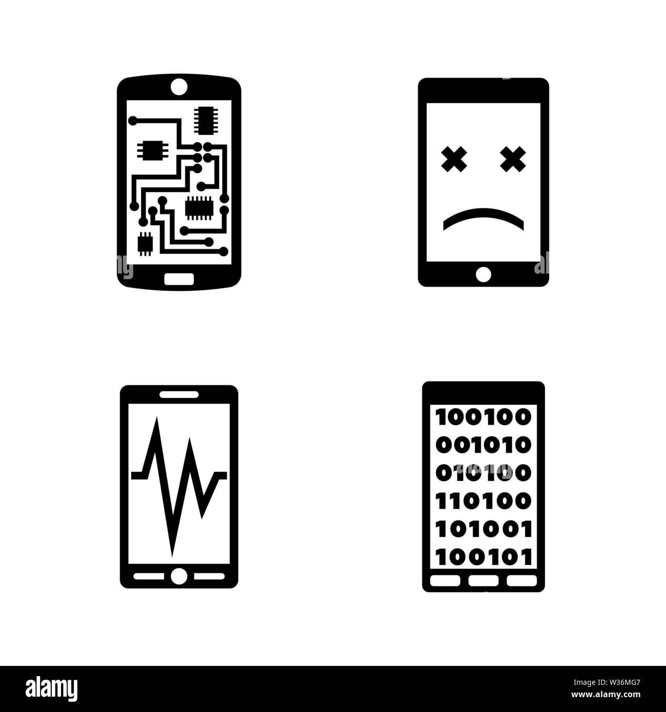 Broken Smartphone, téléphone. Les simples Vector Icons Set pour la vidéo, les applications mobiles, sites Web, projets d'impression et de votre conception. Broken Smartphone, téléphone Illustration de Vecteur