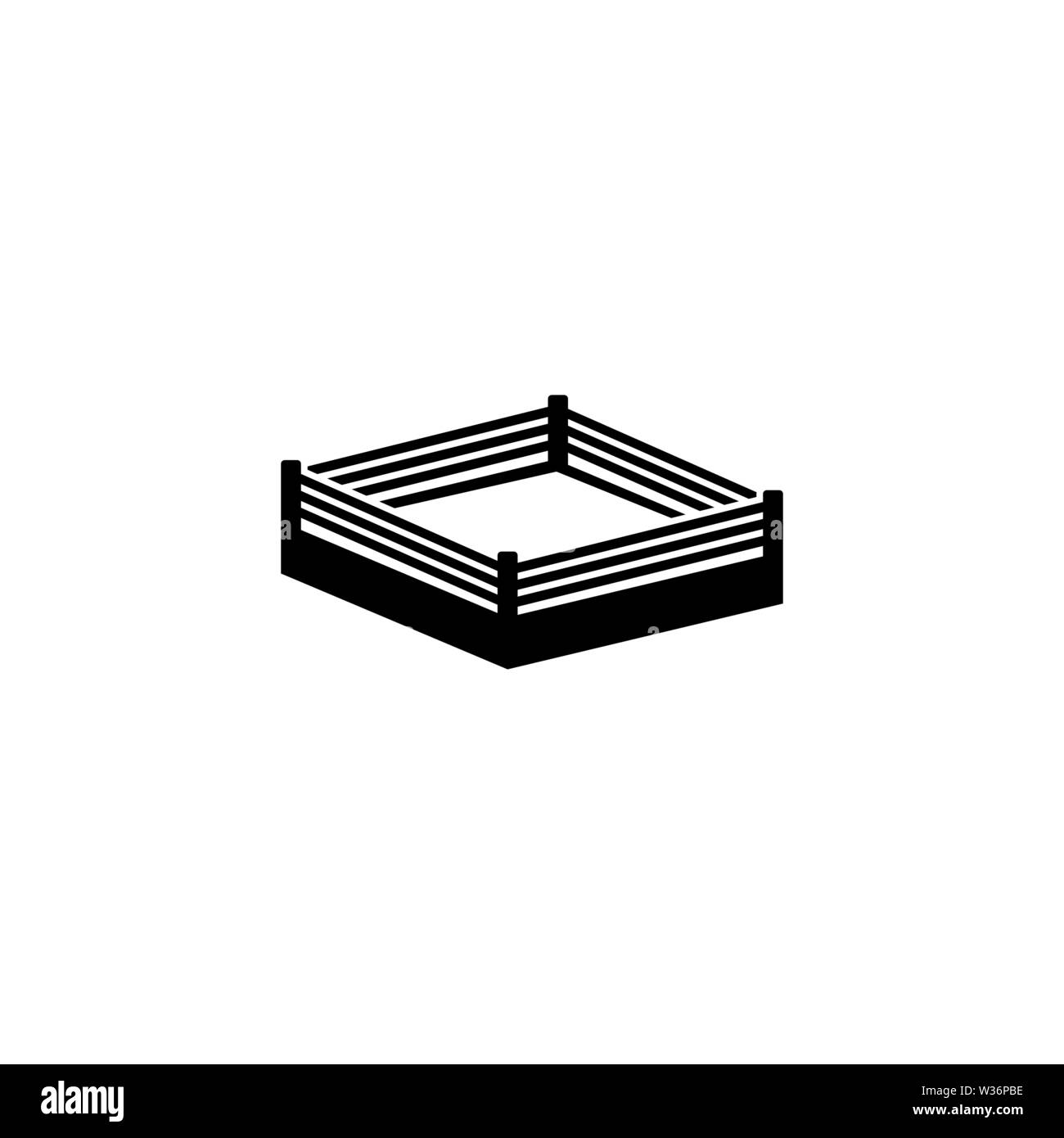 Ring de boxe. Icône vecteur plate. Simple symbole noir sur fond blanc Illustration de Vecteur