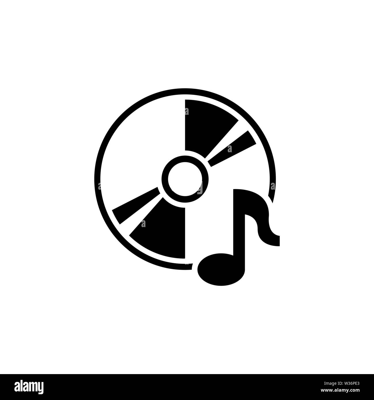 Disque compact de musique. CD ou DVD. Icône vecteur plate. Simple symbole  noir sur fond blanc Image Vectorielle Stock - Alamy