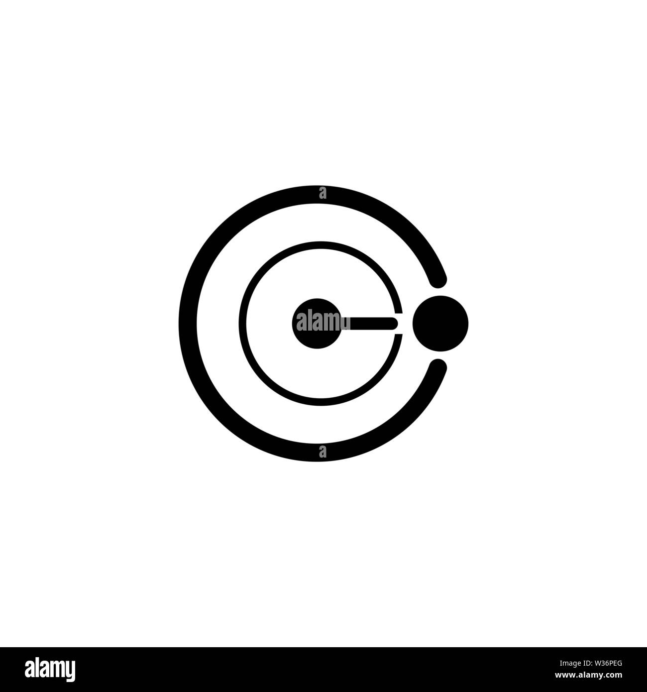 L'orbite terrestre. Noyau de protons. Icône vecteur plate. Simple symbole noir sur fond blanc Illustration de Vecteur