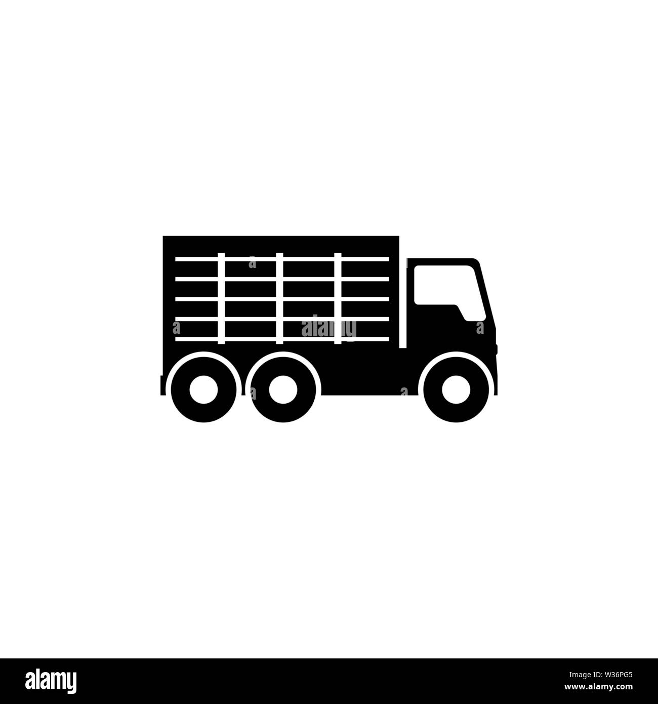 Camion Poubelle. Icône vecteur plate. Simple symbole noir sur fond blanc Illustration de Vecteur