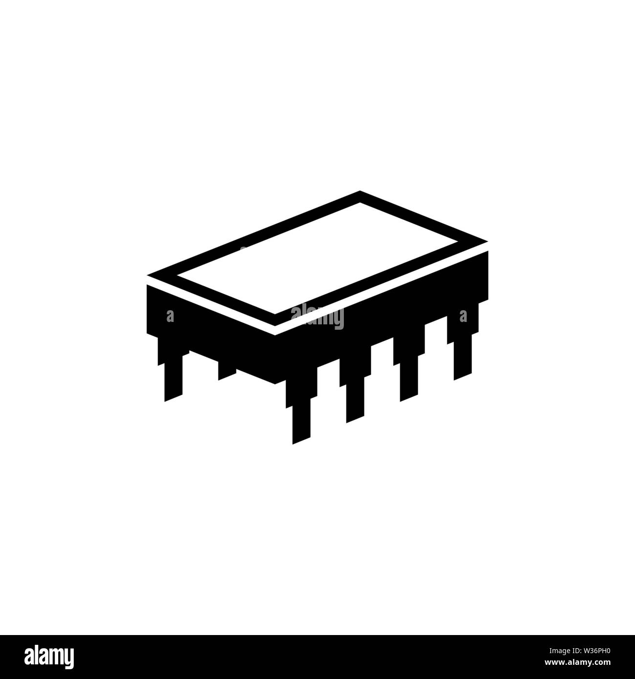 Microchip. Icône vecteur plate. Simple symbole noir sur fond blanc Illustration de Vecteur