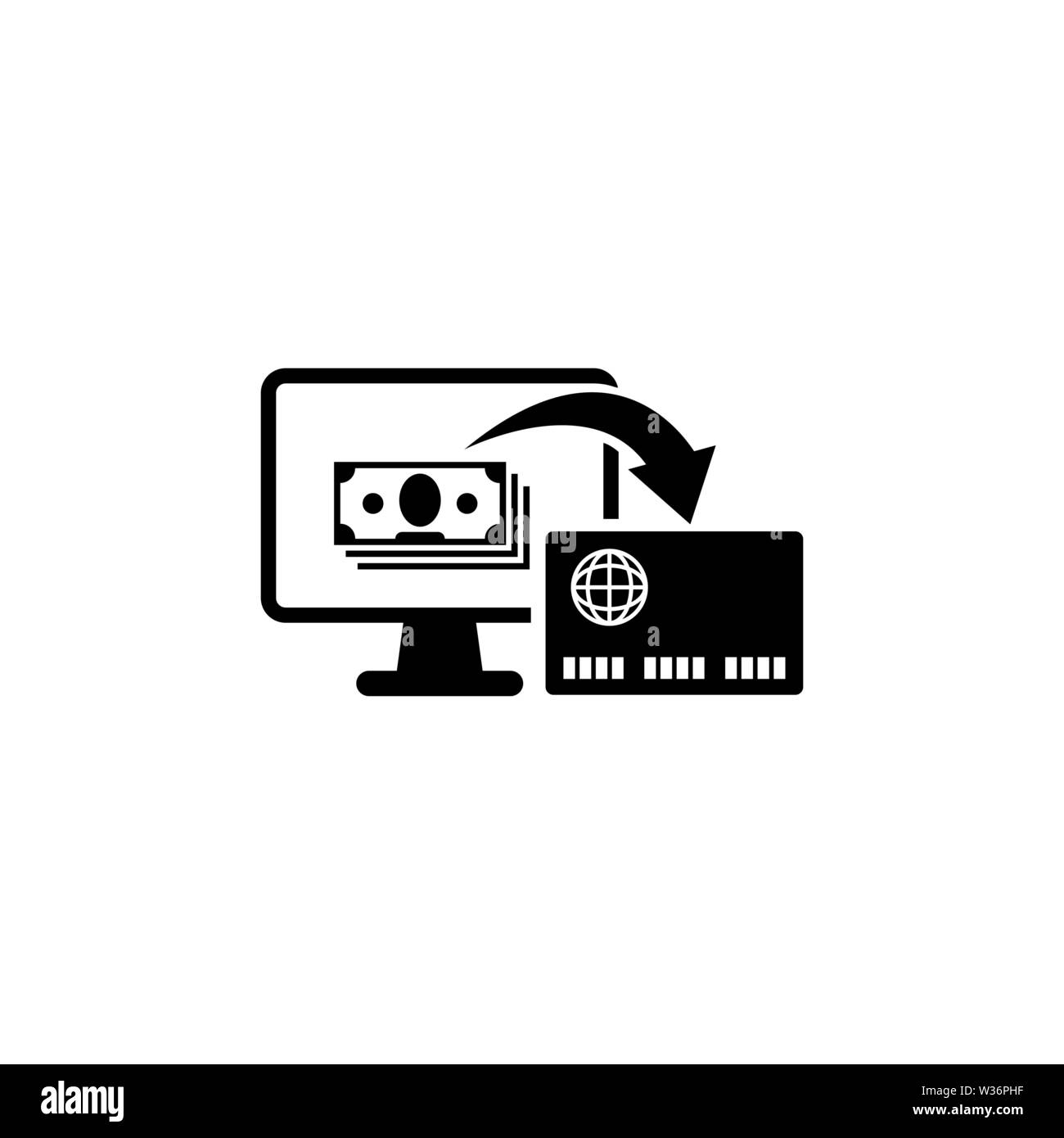 Services bancaires en ligne. Icône vecteur plate. Simple symbole noir sur fond blanc Illustration de Vecteur