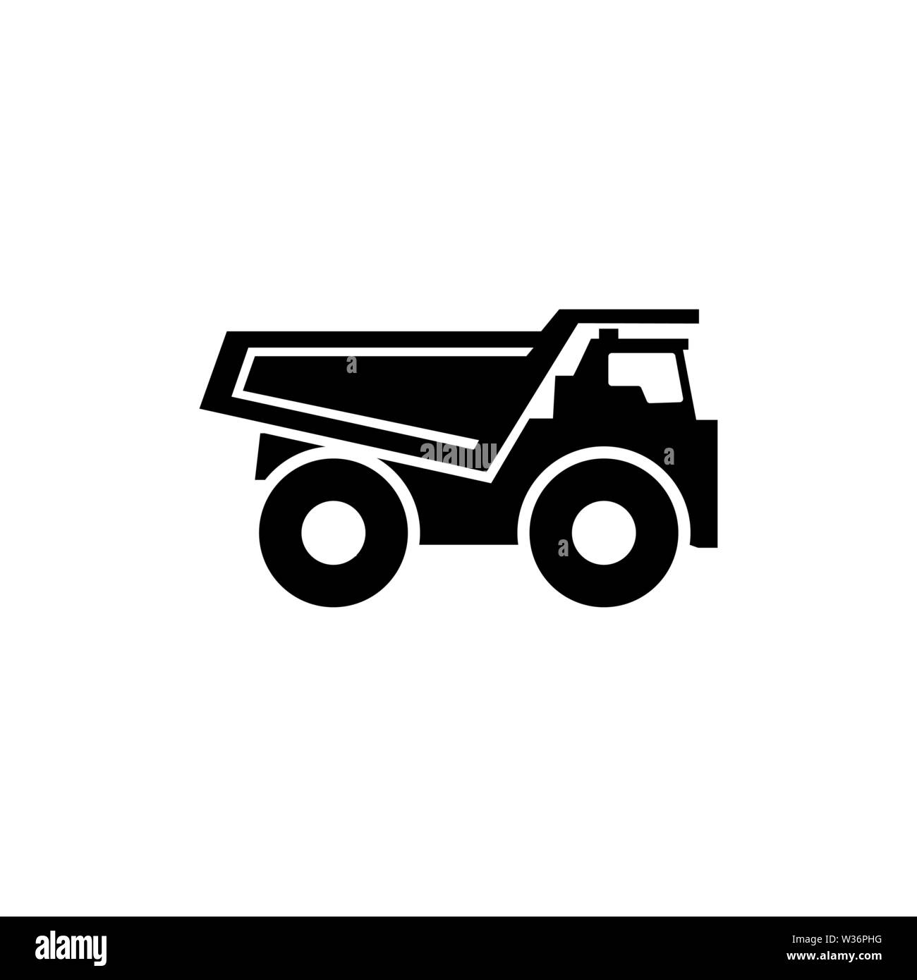 Dump Truck. Icône vecteur plate. Simple symbole noir sur fond blanc Illustration de Vecteur