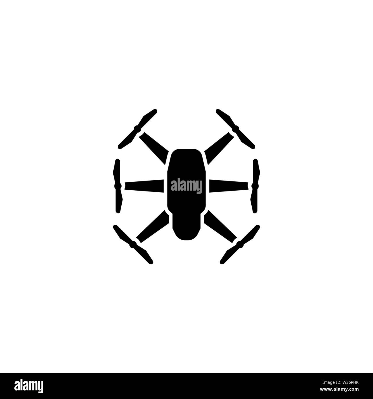 Quadrupter Dron. Icône vecteur plate. Simple symbole noir sur fond blanc Illustration de Vecteur