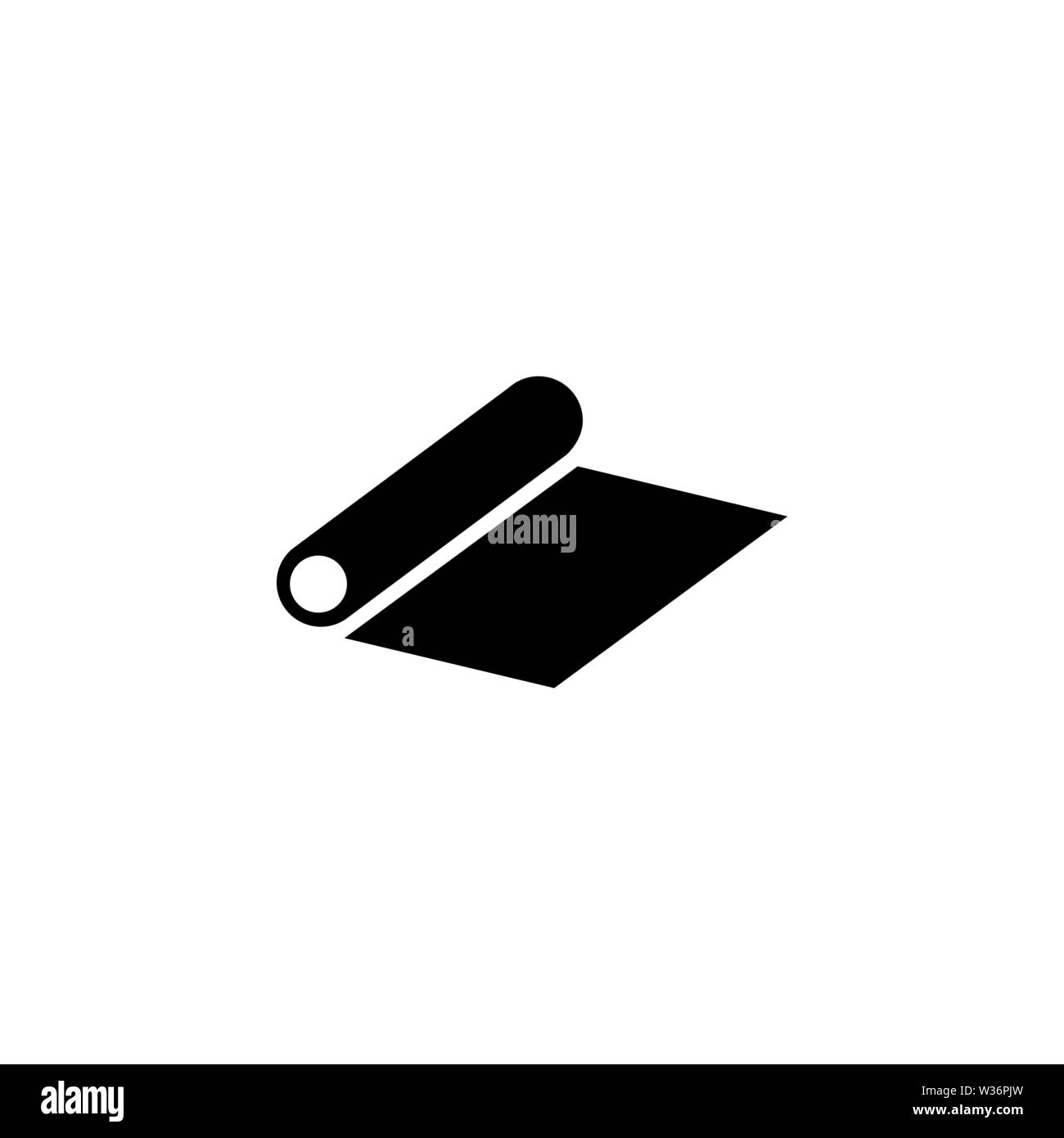 Rouleau de tapis de fitness ou de camping. Icône vecteur plate. Simple symbole noir sur fond blanc Illustration de Vecteur