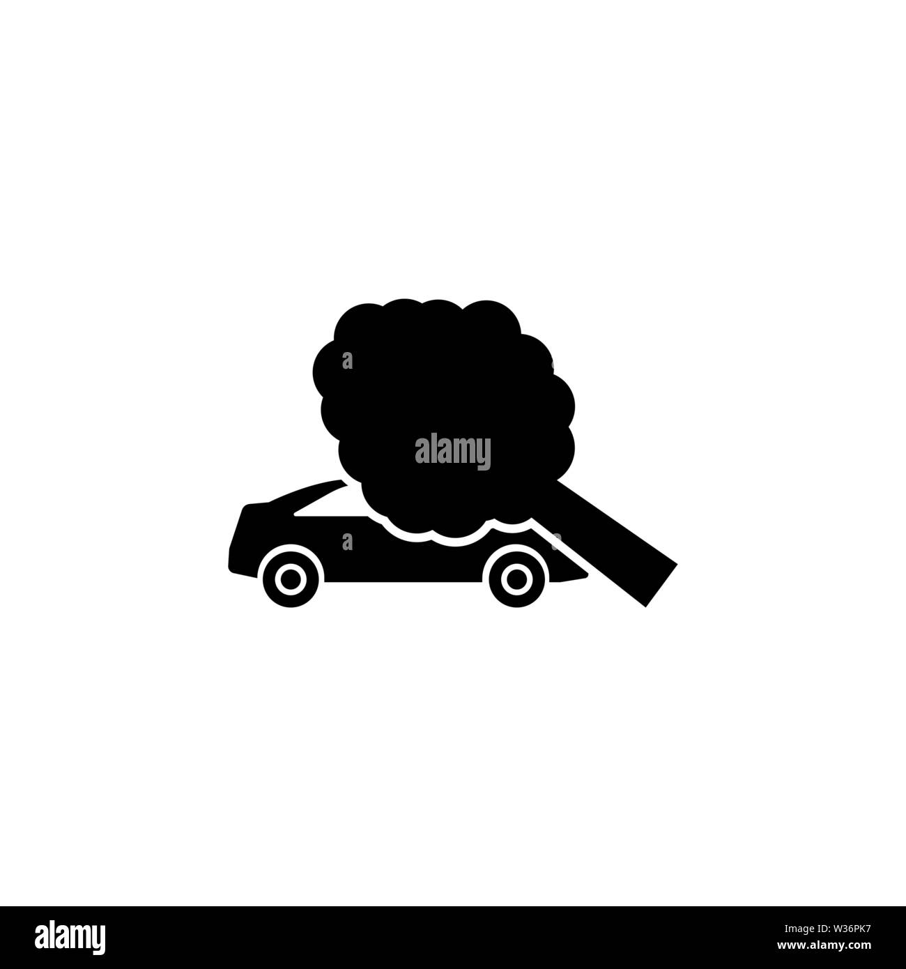 Accident de la circulation arbre est tombé de la voiture. Icône vecteur plate. Simple symbole noir sur fond blanc Illustration de Vecteur