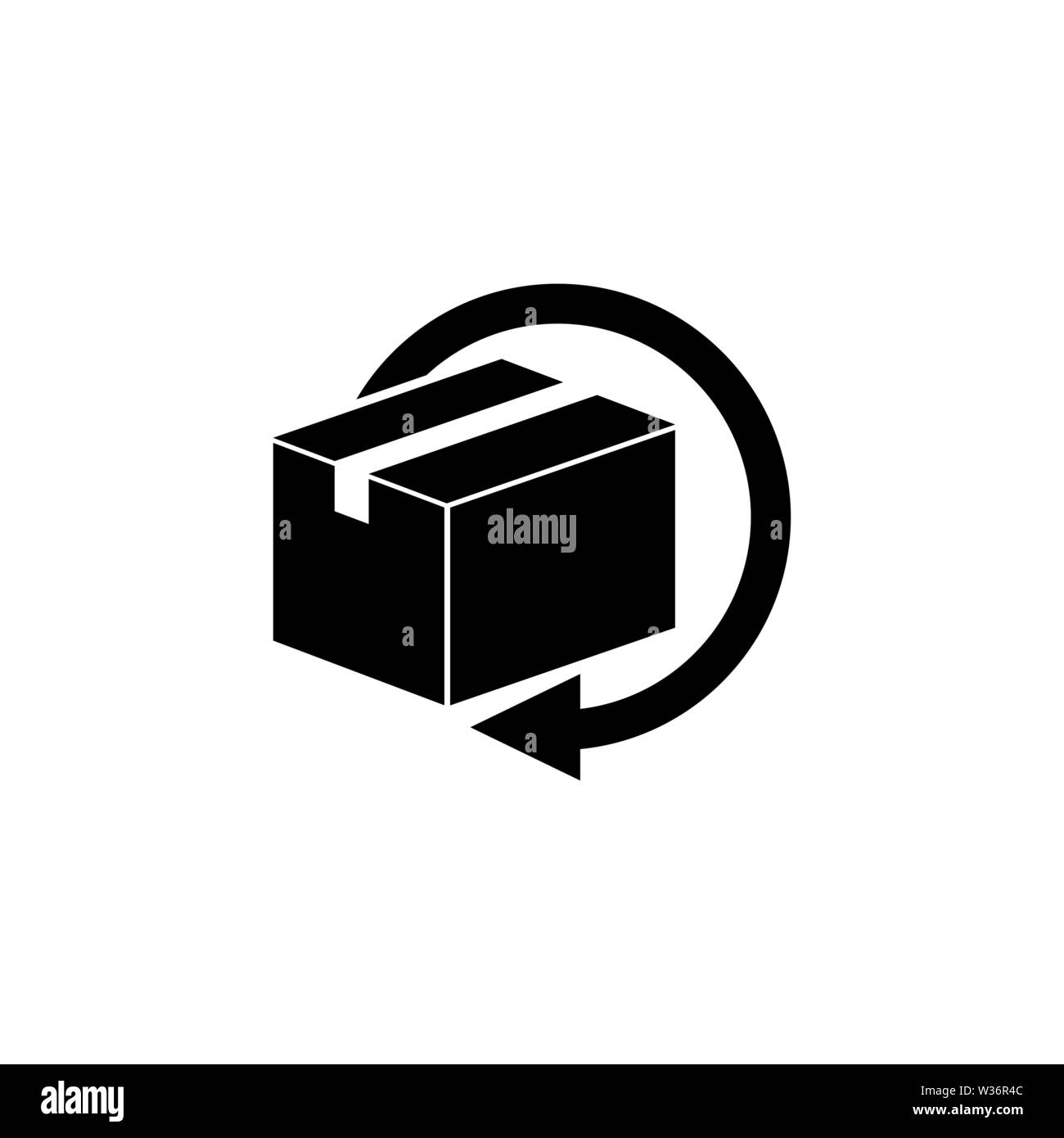 Livraison et retour gratuit des cadeaux ou des colis. Icône vecteur illustration. Télévision Simple symbole noir sur fond blanc. Sens de rotation du pignon sign design Illustration de Vecteur