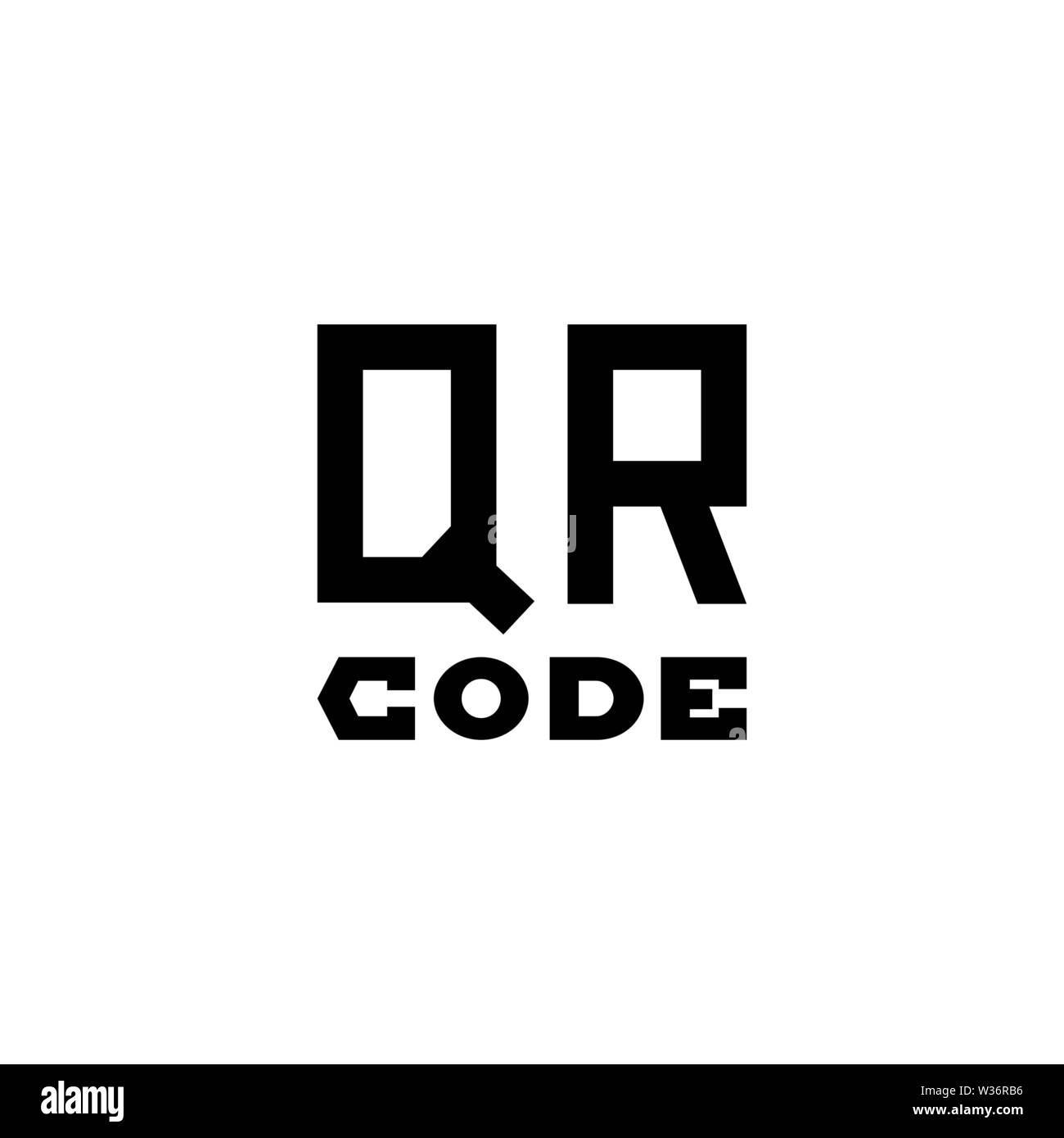 QR Code Texte. Icône vecteur illustration. Télévision Simple symbole noir sur fond blanc. QR Code design signe Texte modèle pour l'élément d'interface utilisateur web et mobile Illustration de Vecteur