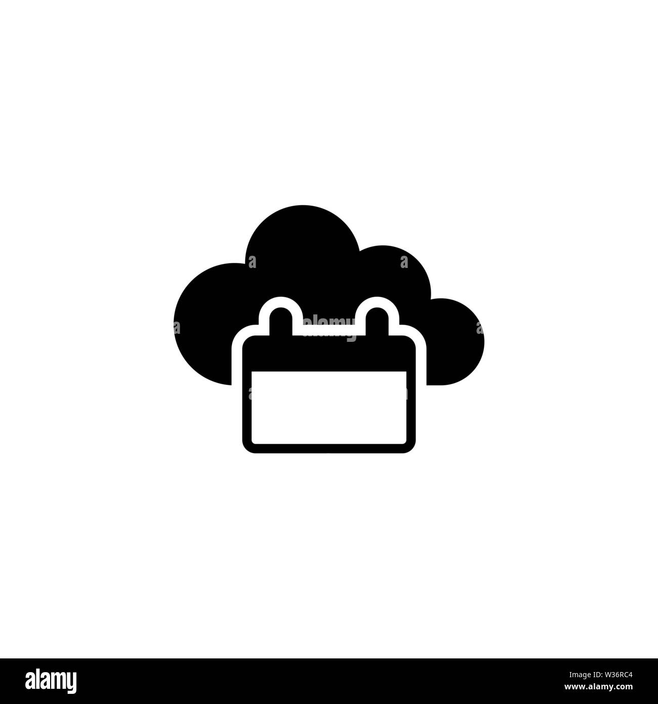 Calendrier en nuage. Icône vecteur illustration. Télévision Simple symbole noir sur fond blanc. Calendrier nuage modèle de conception de signe pour l'interface utilisateur web et mobile elem Illustration de Vecteur