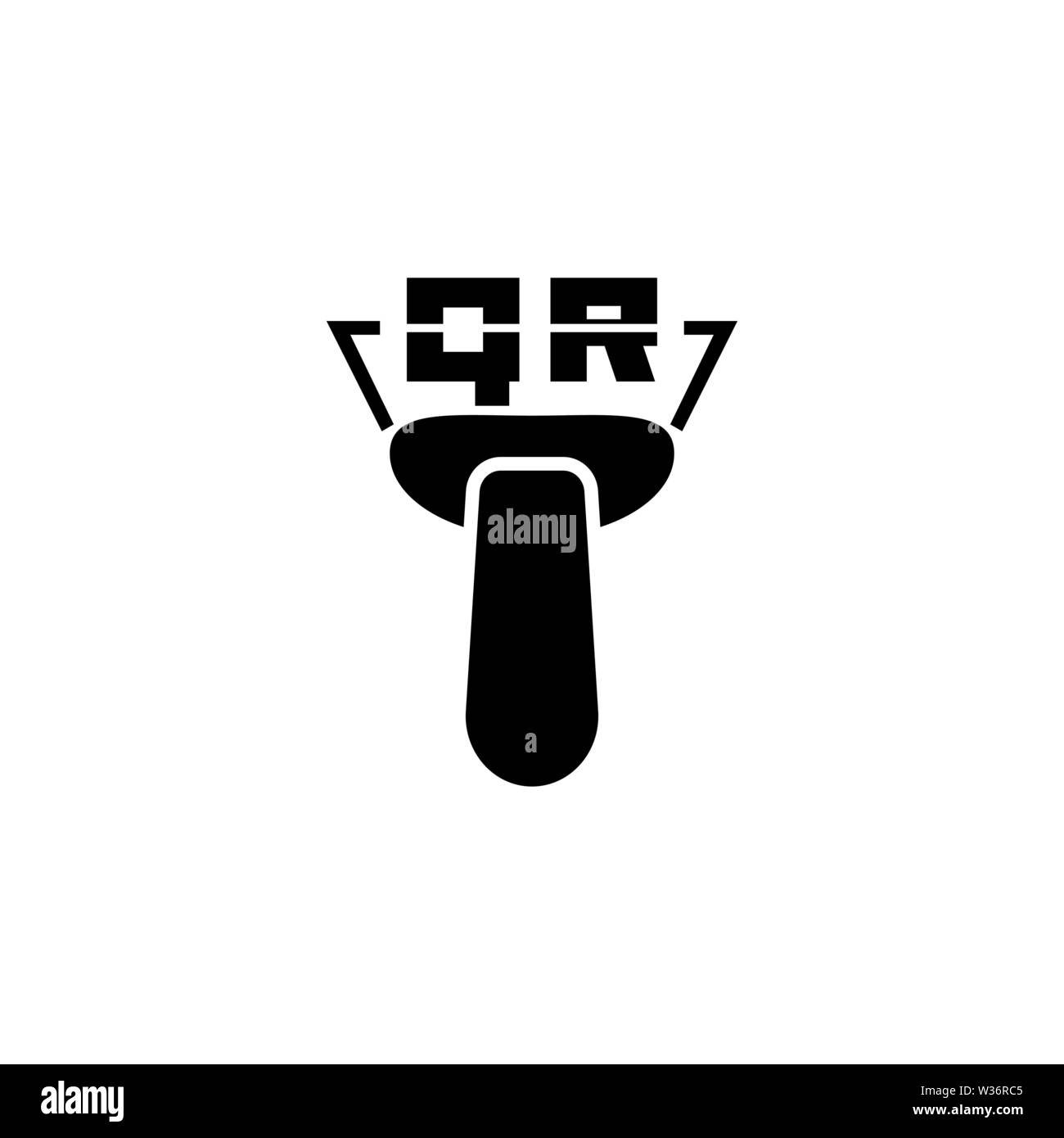 QR Code Scanner. Icône vecteur illustration. Télévision Simple symbole noir sur fond blanc. Lecteur de codes QR pour modèle de conception de panneau d'interface utilisateur web et mobile el Illustration de Vecteur