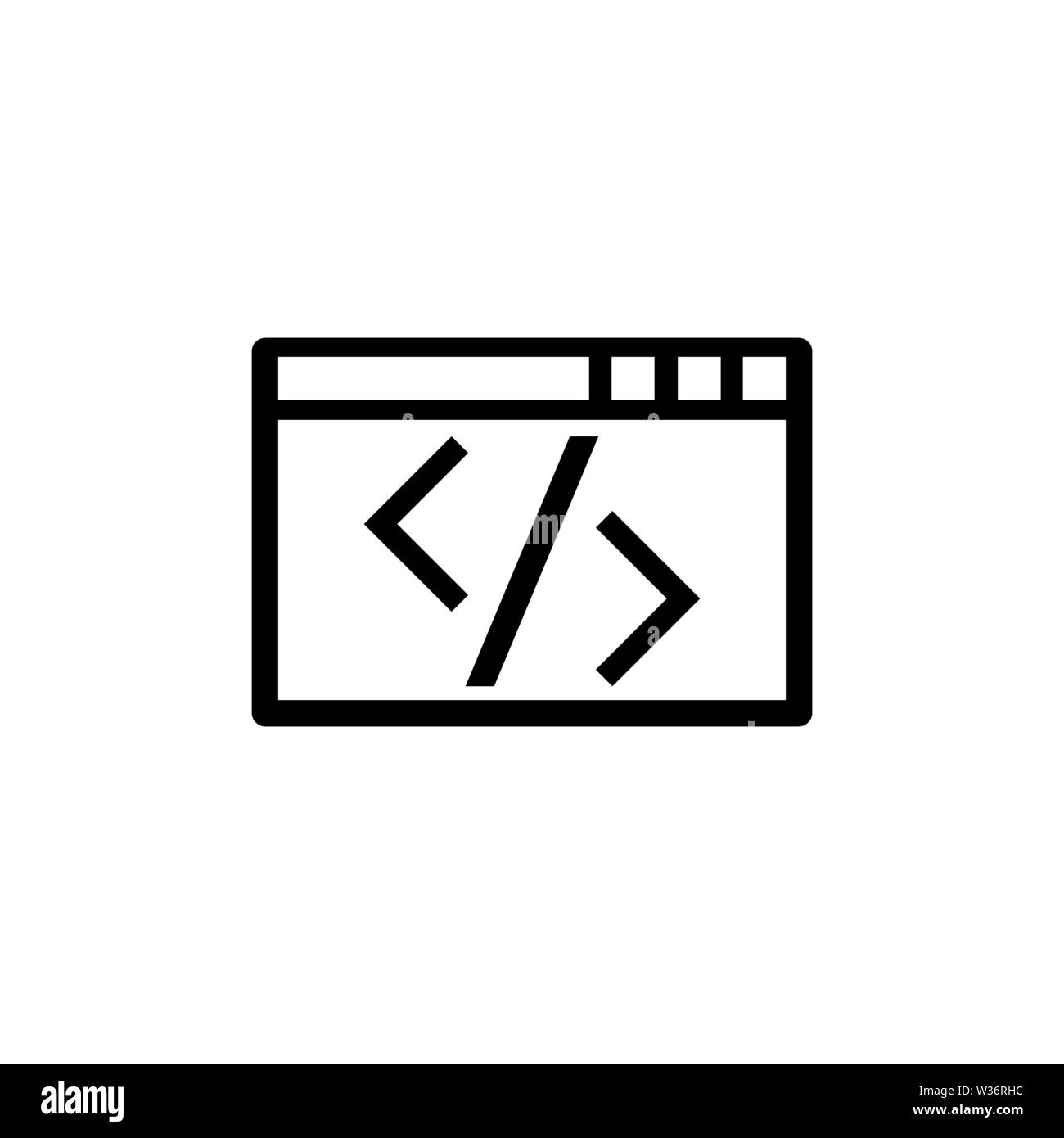 La programmation Web, l'application numérique d'édition de code. Icône vecteur illustration. Télévision Simple symbole noir sur fond blanc. Programmation Web, signature de code Illustration de Vecteur