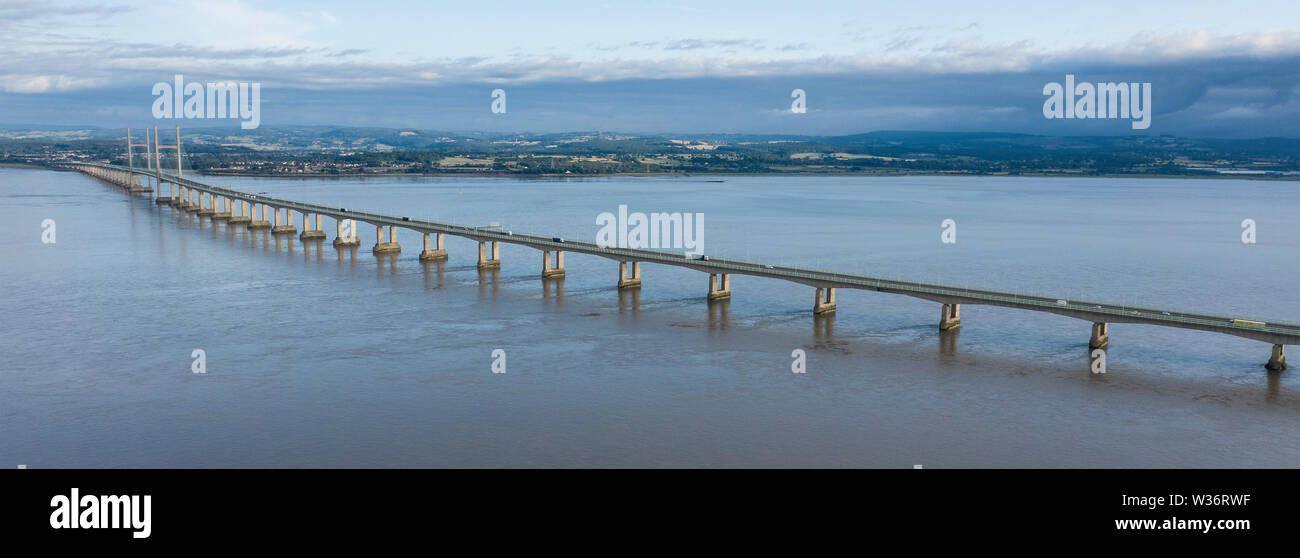 Vue aérienne de la Severn Bridge près de Bristol, Royaume-Uni, Banque D'Images