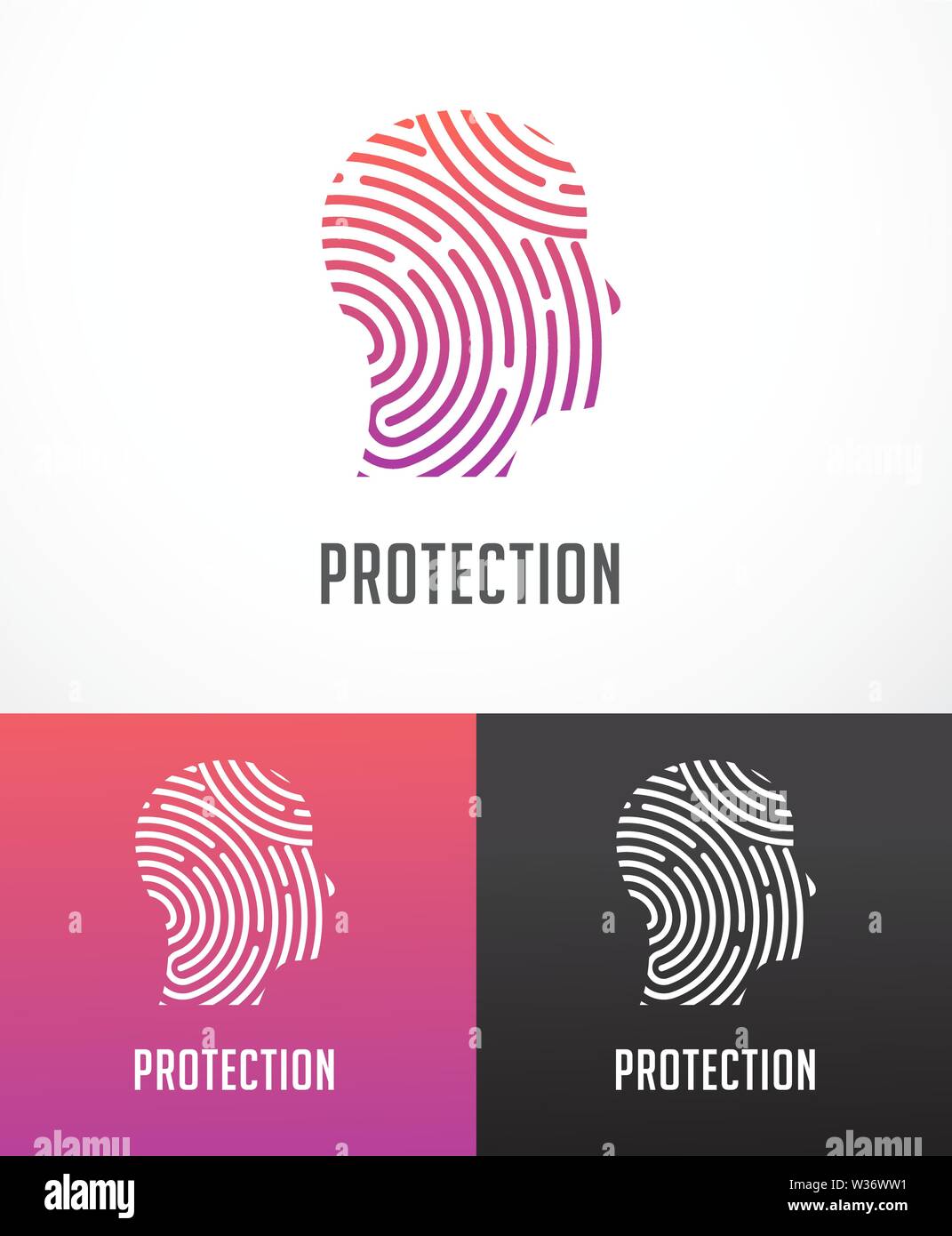 Logo des empreintes digitales, de la protection des renseignements personnels, la cybersécurité, personne responsable, les renseignements sur l'identité et la protection du réseau. Icône vecteur Illustration de Vecteur